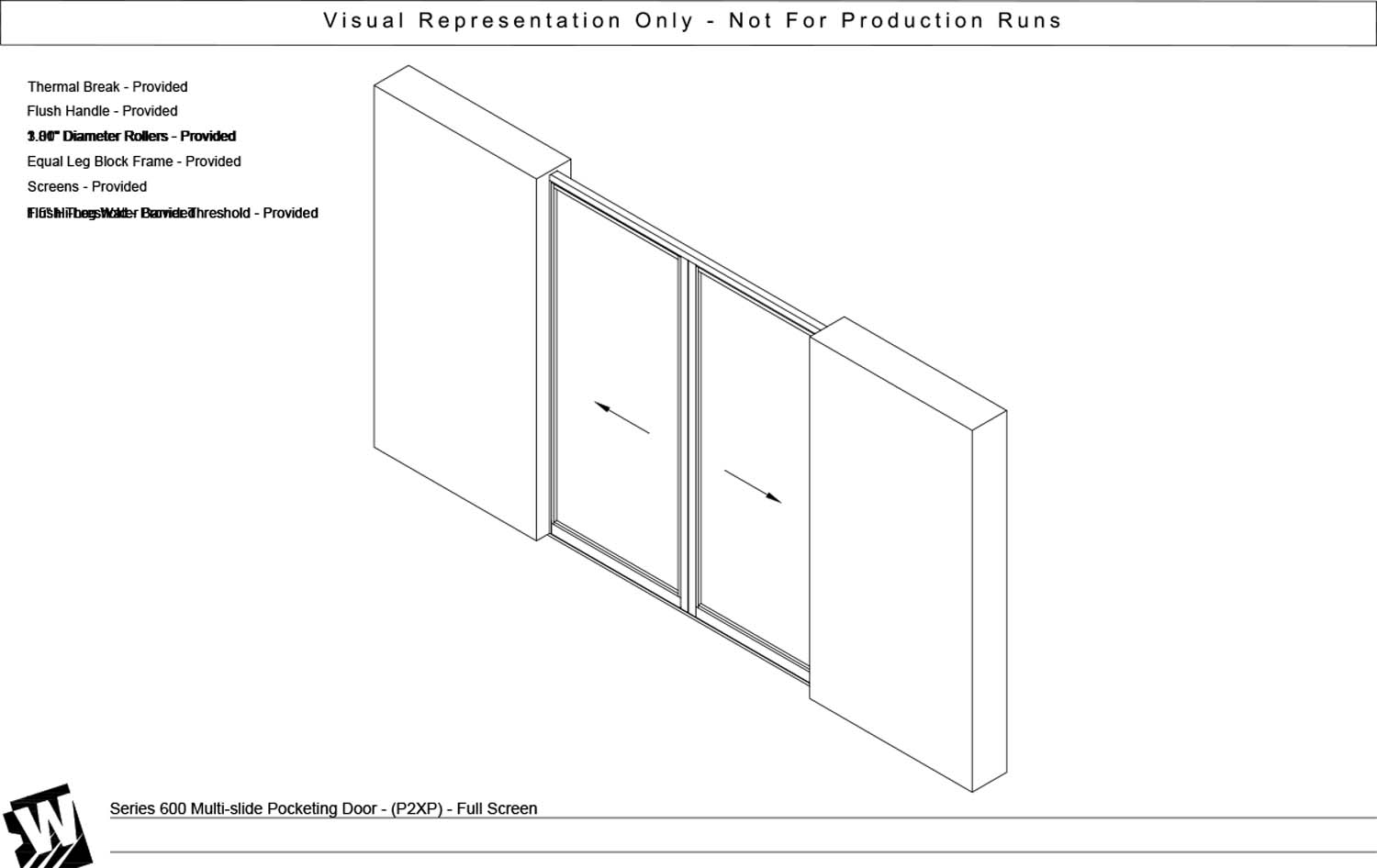 PXXP - 2 Panel BiPart Pocket Door  - Flush & Water Barrier Threshold