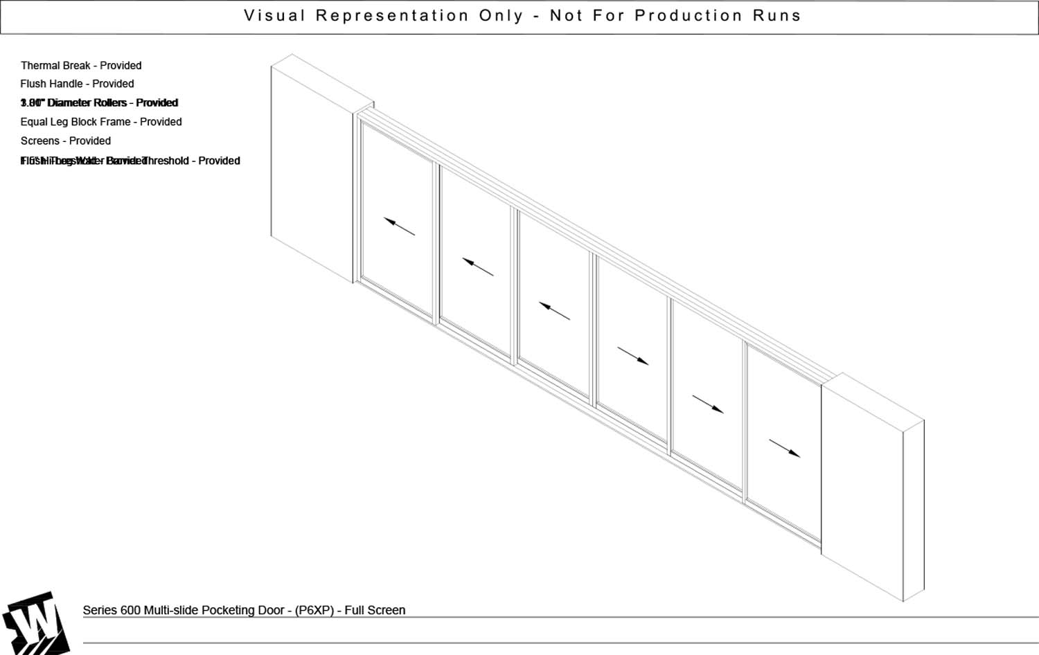 PXXXXXXP - 6 Panel BiPart Pocket Door  - Flush & Water Barrier Threshold