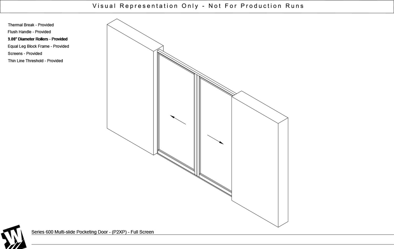 PXXP - 2 Panel BiPart Pocket Door  - Thinline Threshold