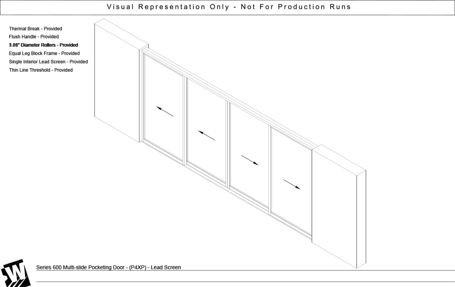 PXXXXP - 4 Panel BiPart Pocket Door  - Thinline Threshold