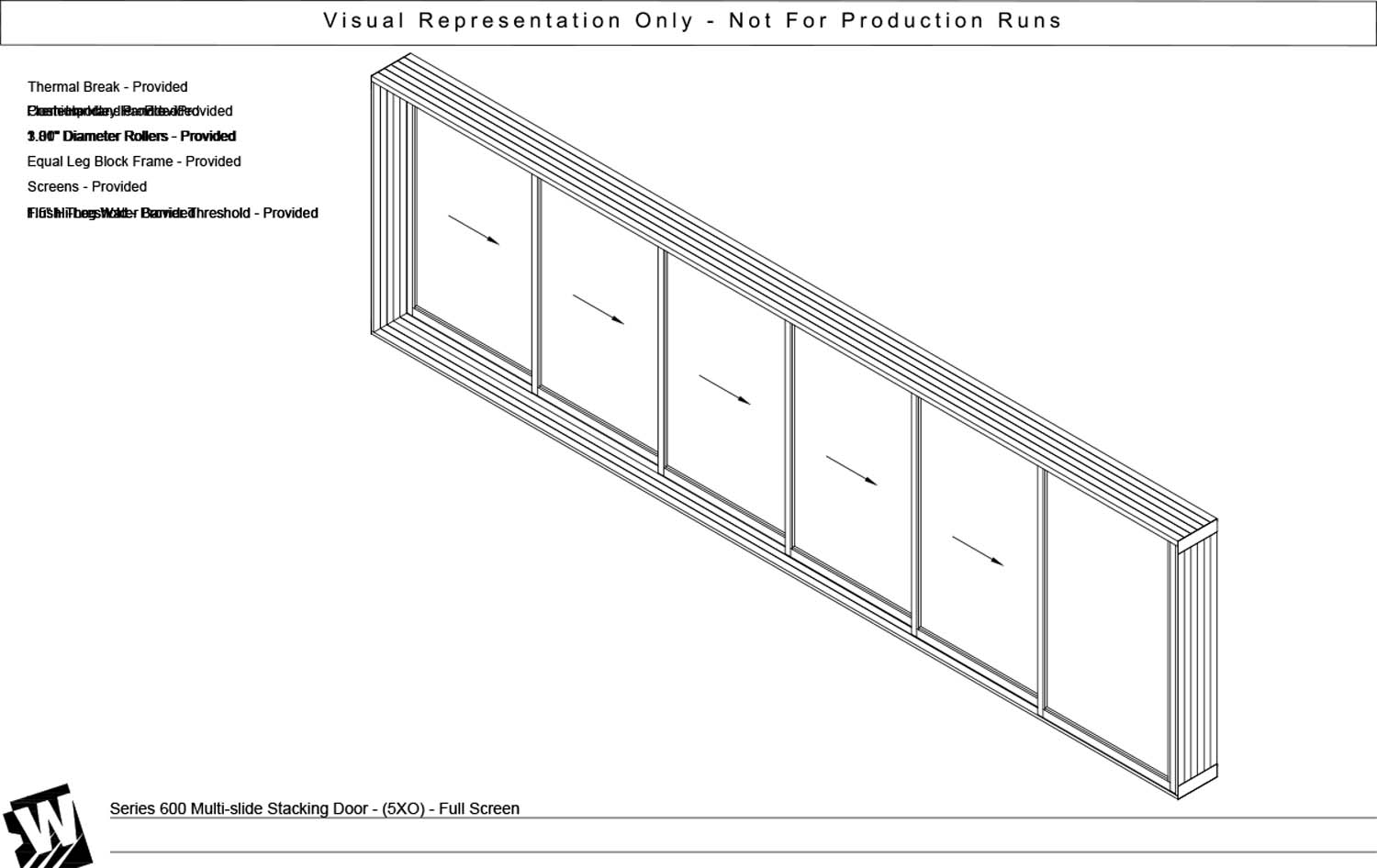 XXXXXO - 5 Vent Panels Stacking with 1 Fixed Panel - Flush & Water Barrier Threshold
