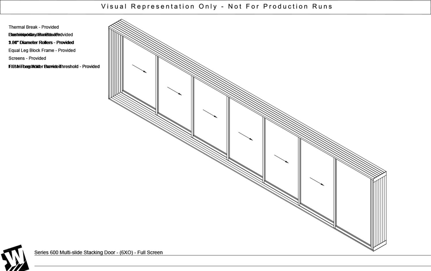 XXXXXXO - 6 Vent Panels Stacking with 1 Fixed Panel - Flush & Water Barrier Threshold