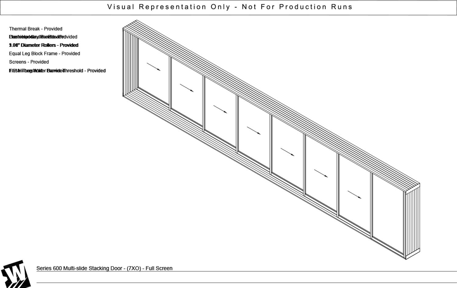 XXXXXXXO - 7 Vent Panels Stacking with 1 Fixed Panel - Flush & Water Barrier Threshold