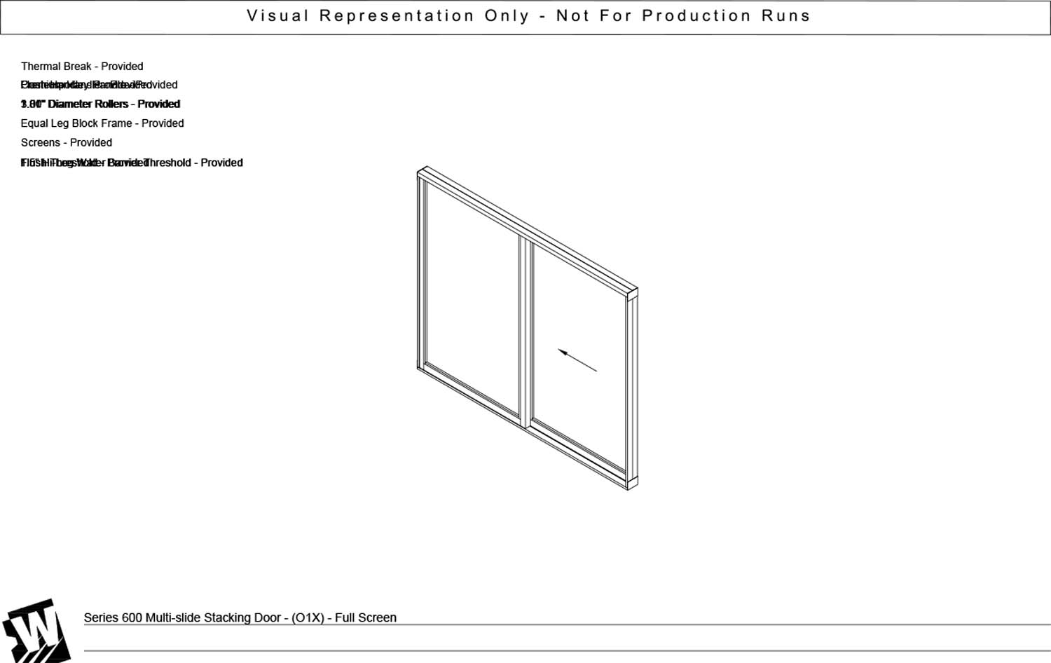 OX - 1 Fixed Panel Stacking with 1 Vent Panel - Flush & Water Barrier Threshold