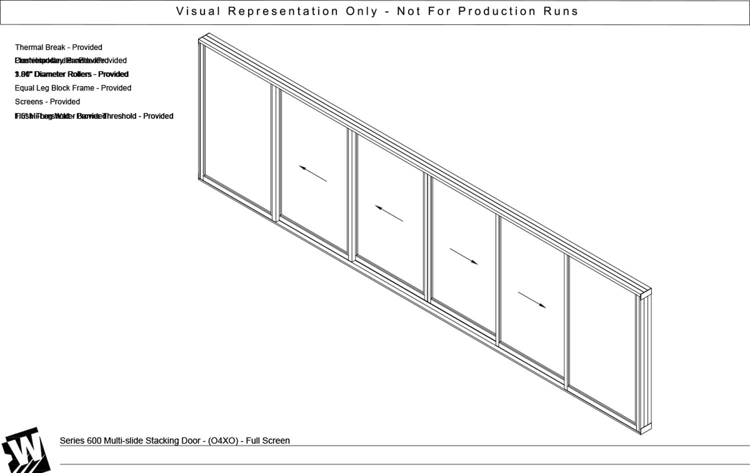 OXXXXO - 2 Fixed Panels Bi Parting with 4 Vent Panels - Flush & Water Barrier Threshold