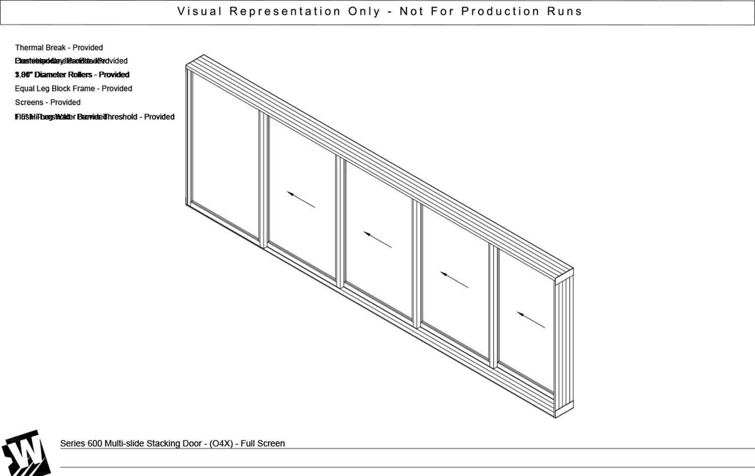 OXXXX - 1 Fixed Panel Stacking with 4 Vent Panel - Flush & Water Barrier Threshold