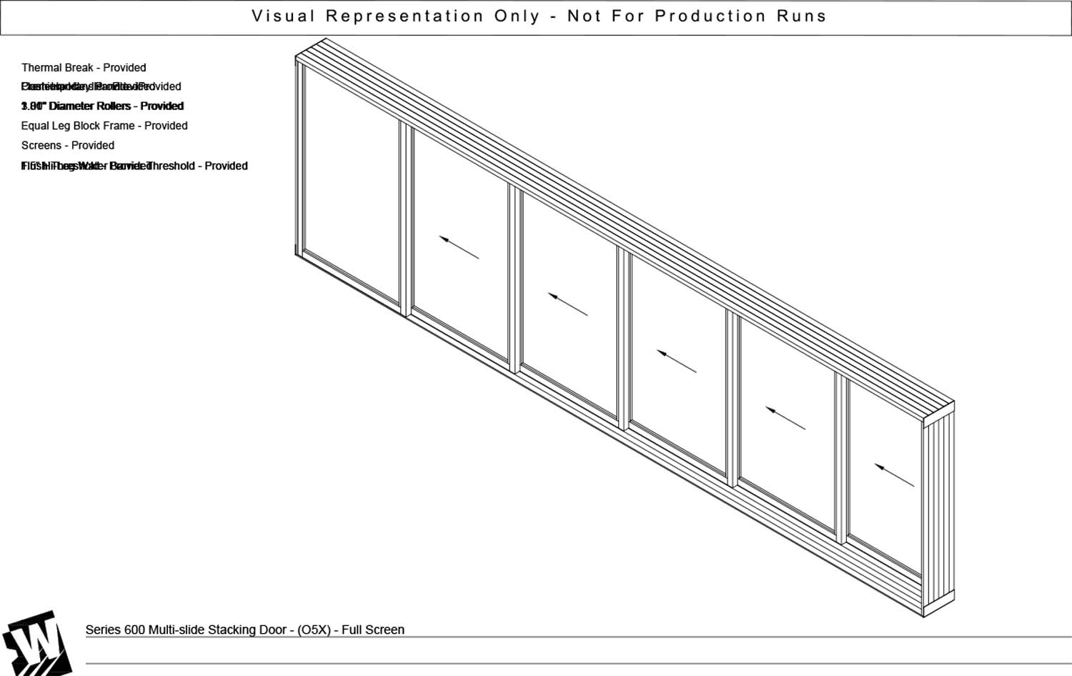 OXXXXX - 1 Fixed Panel Stacking with 5 Vent Panel - Flush & Water Barrier Threshold