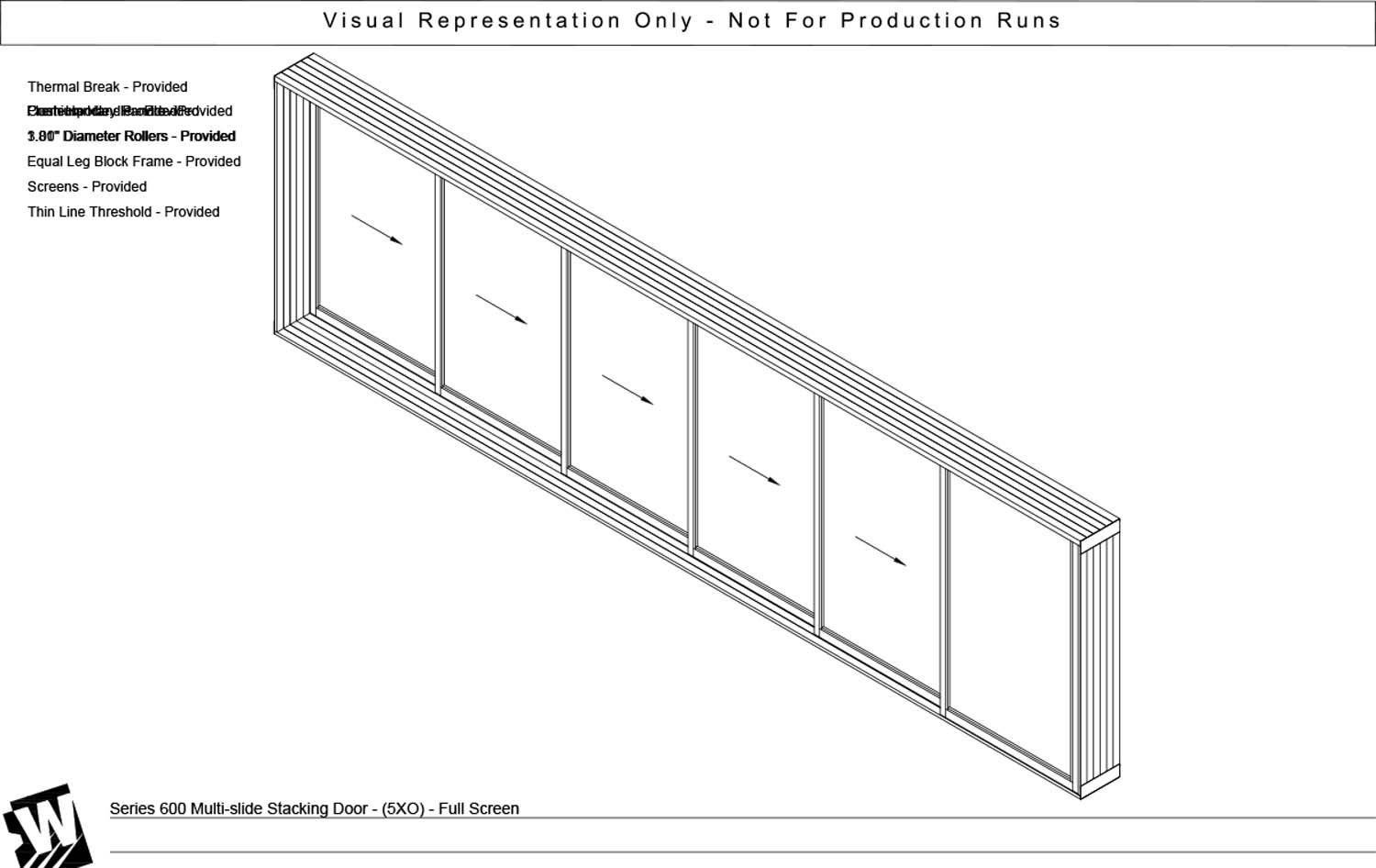 XXXXXO - 5 Vent Panels Stacking with 1 Fixed Panel - Thinline Threshold