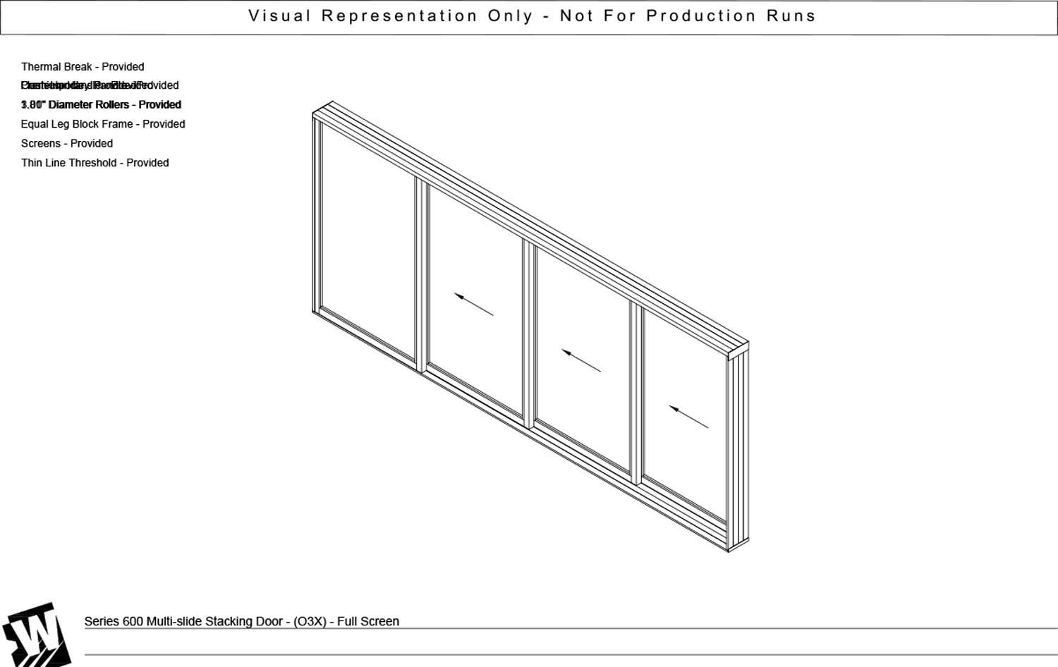 OXXX - 1 Fixed Panel Stacking with 3 Vent Panel - Thinline Threshold