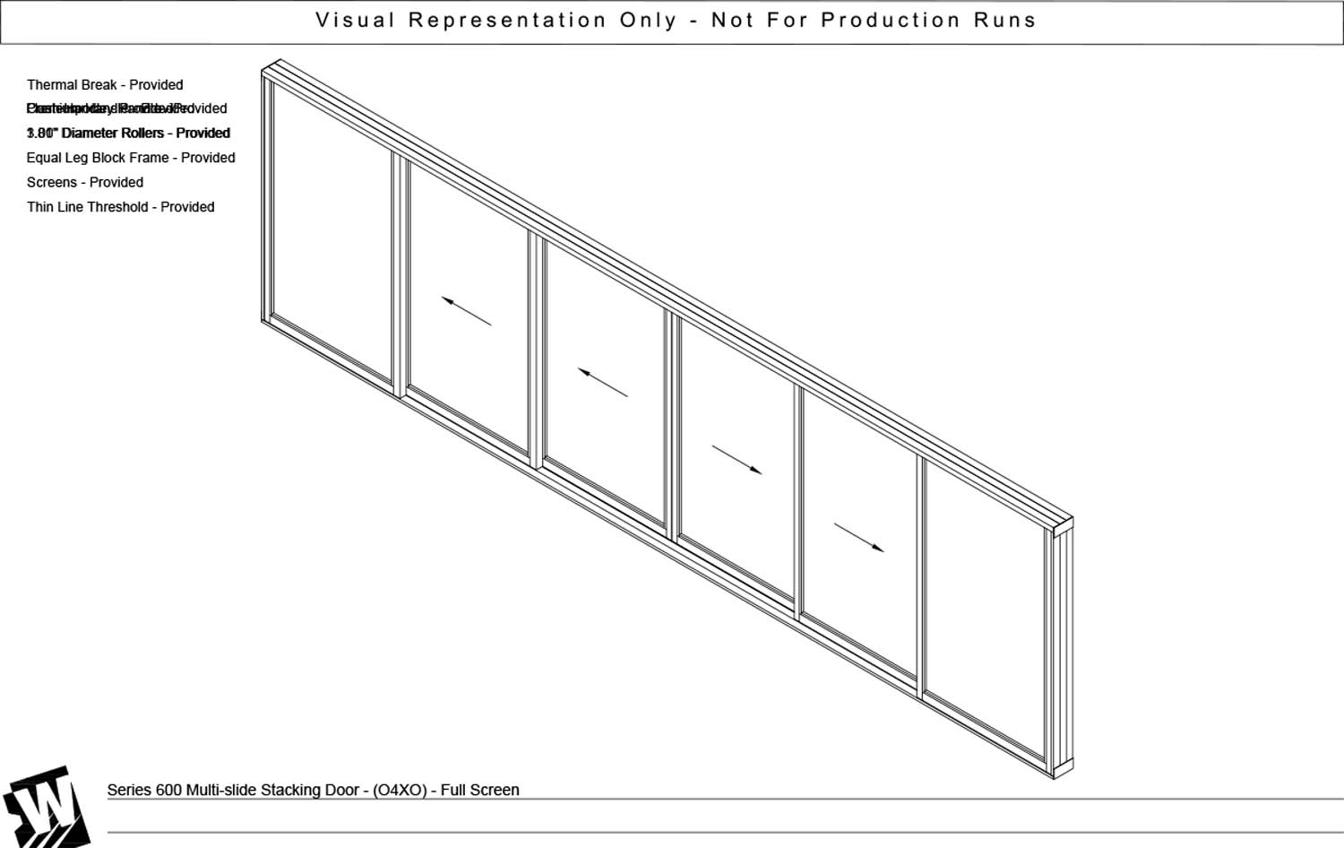 OXXXXO - 2 Fixed Panels Bi Parting with 4 Vent Panels - Thinline Threshold