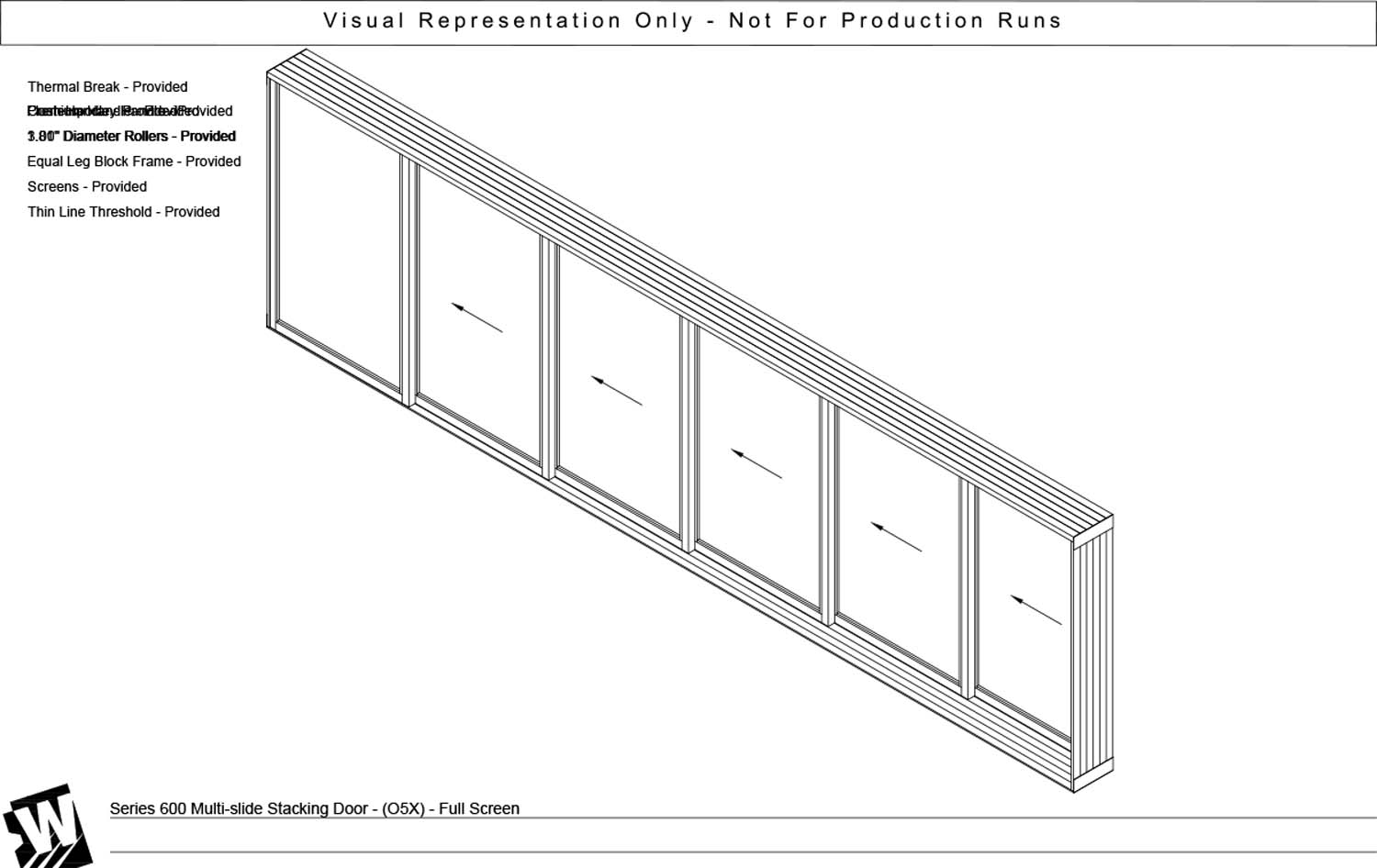 OXXXXX - 1 Fixed Panel Stacking with 5 Vent Panel - Thinline Threshold
