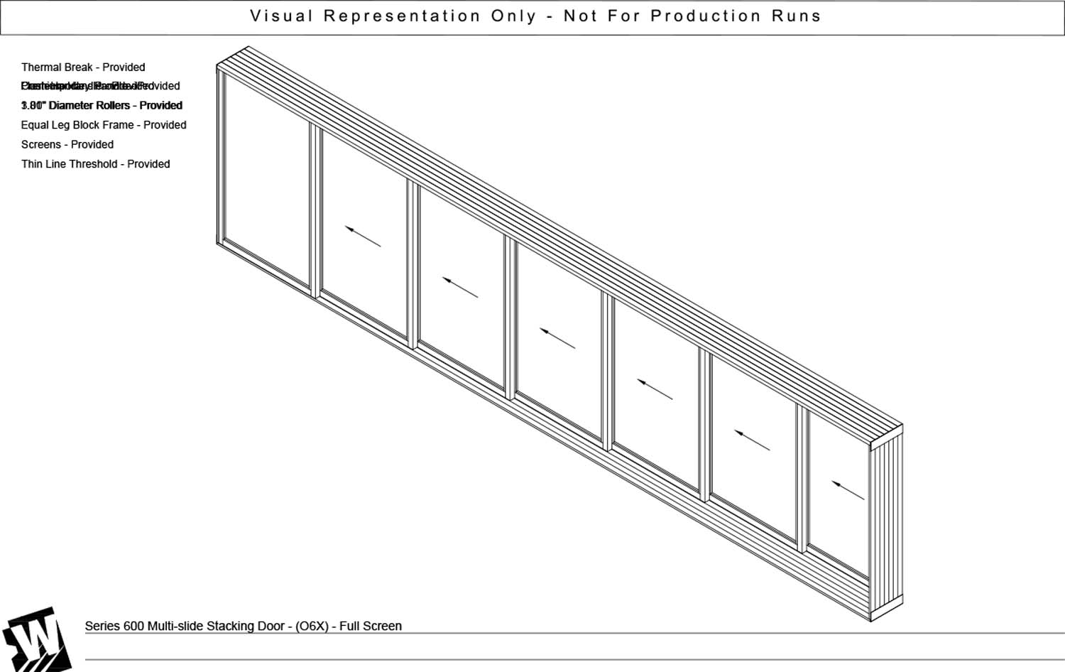 OXXXXXX - 1 Fixed Panel Stacking with 6 Vent Panel - Thinline Threshold