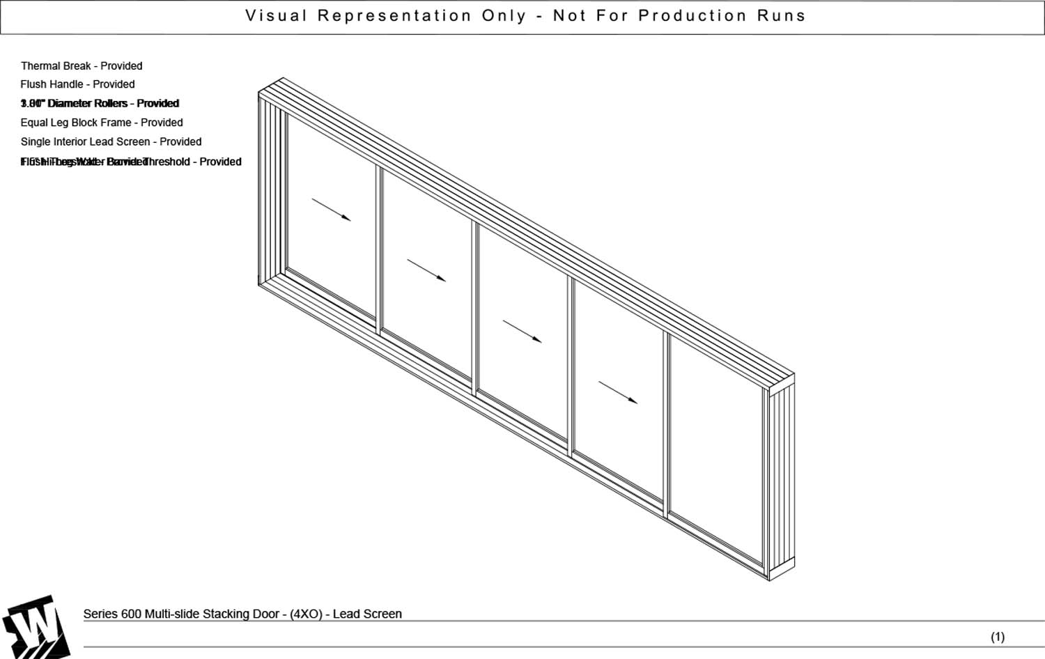 XXXXO - 4 Vent Panels Stacking with 1 Fixed Panel - Flush & Water Barrier Threshold