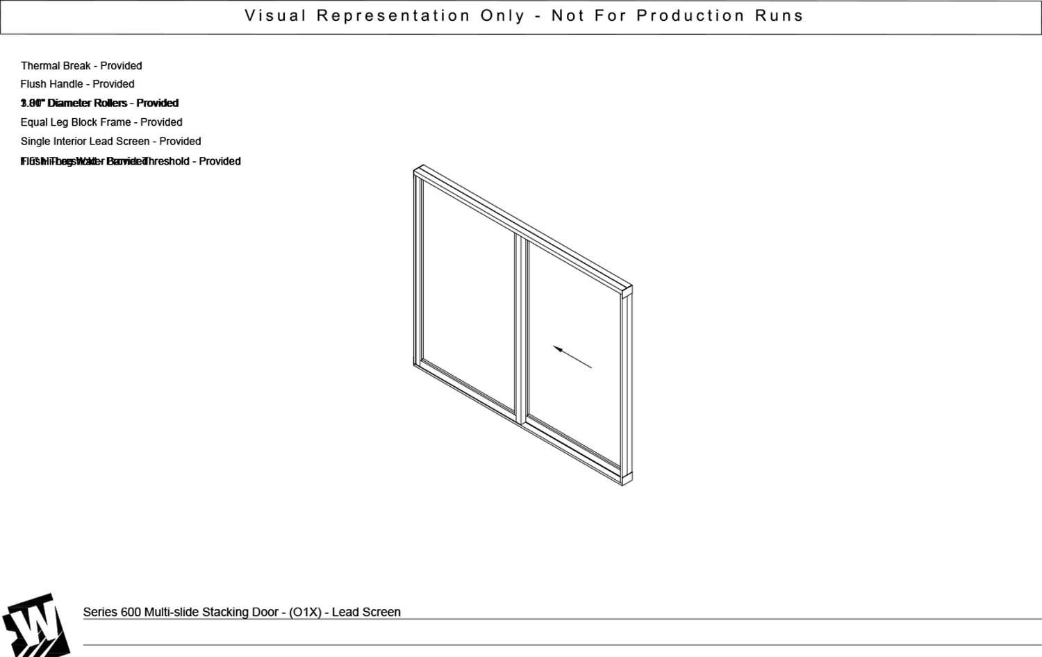 OX - 1 Fixed Panel Stacking with 1 Vent Panel - Flush & Water Barrier Threshold