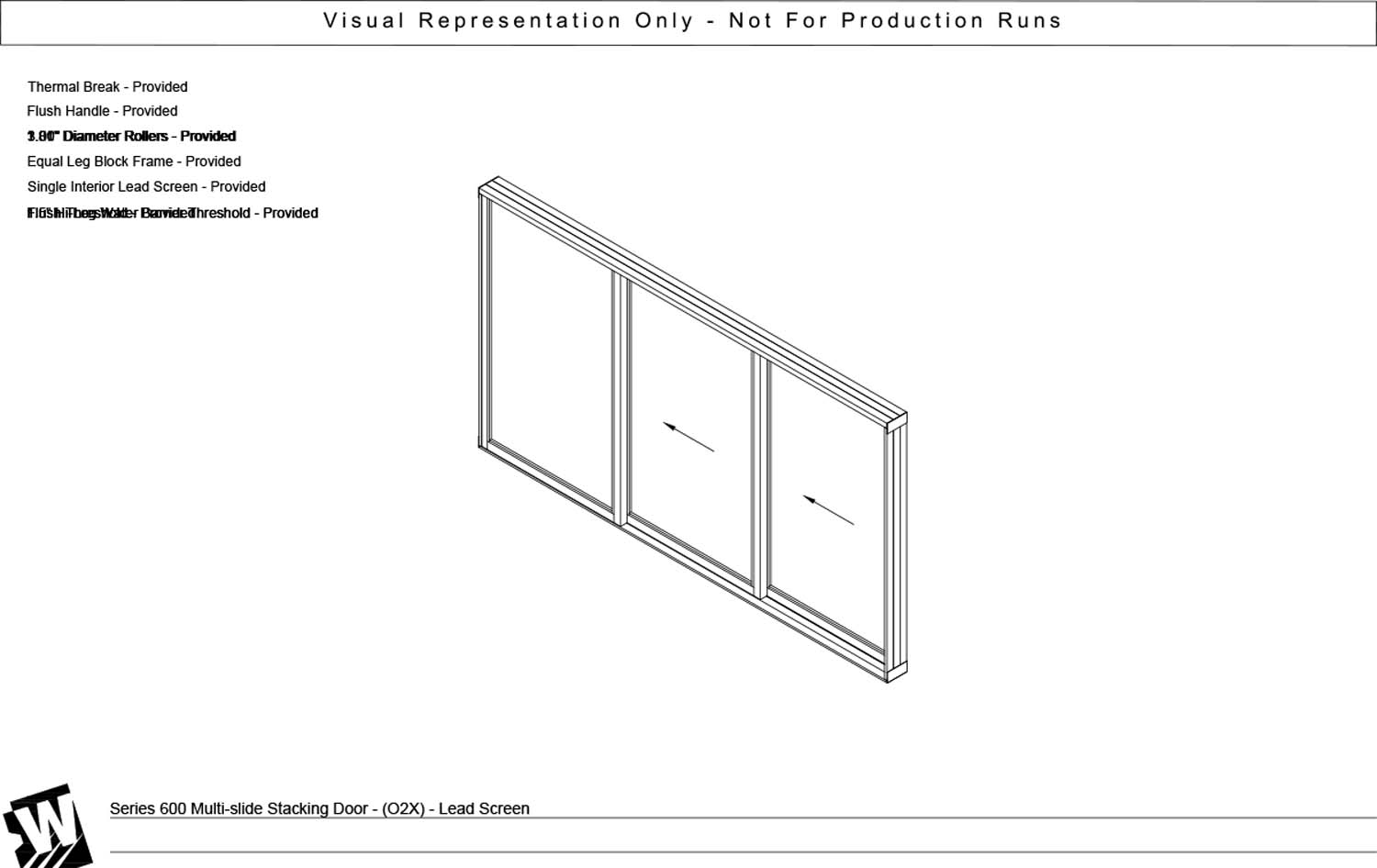 OXX - 1 Fixed Panel Stacking with 2 Vent Panel - Flush & Water Barrier Threshold