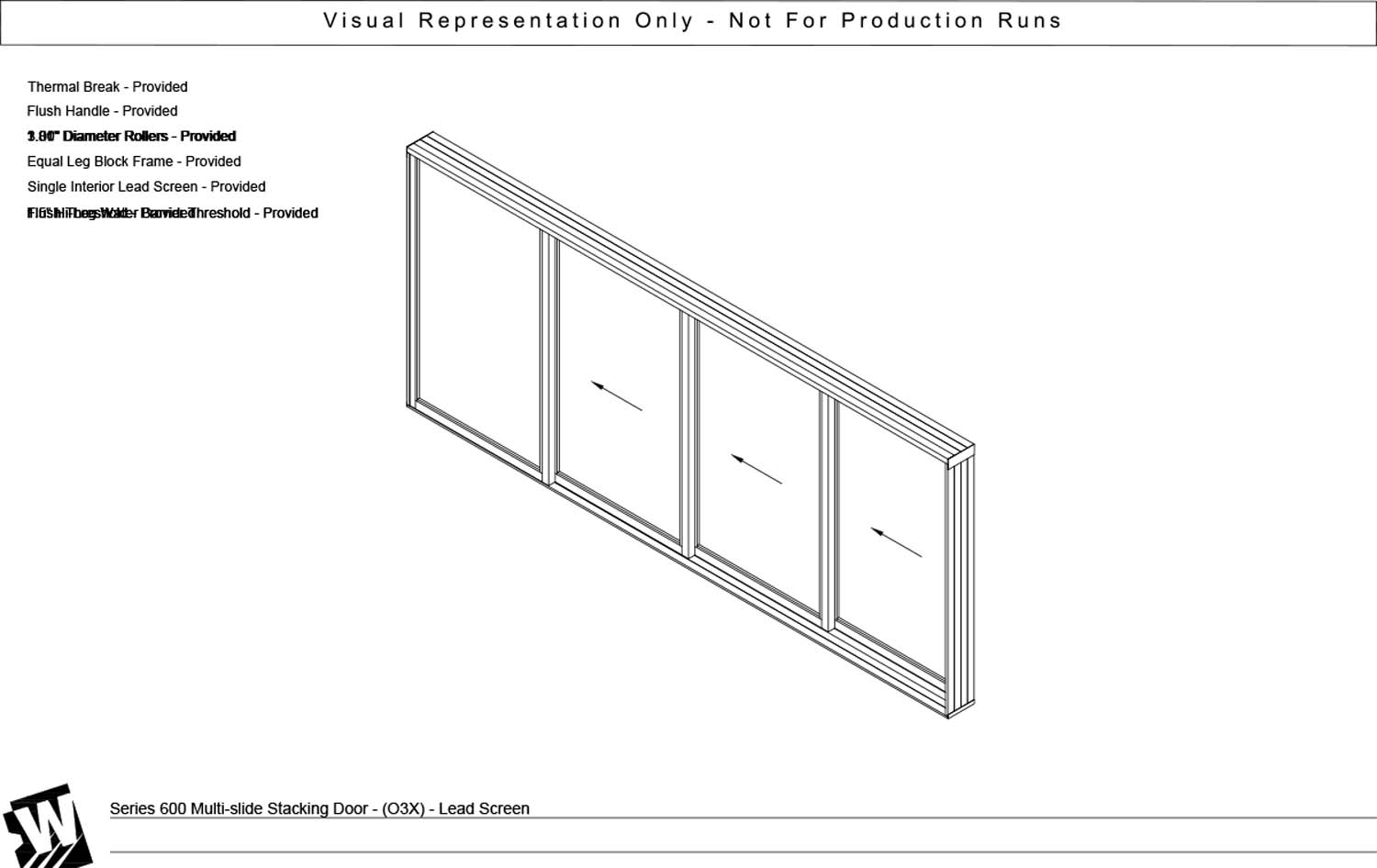 OXXX - 1 Fixed Panel Stacking with 3 Vent Panel - Flush & Water Barrier Threshold