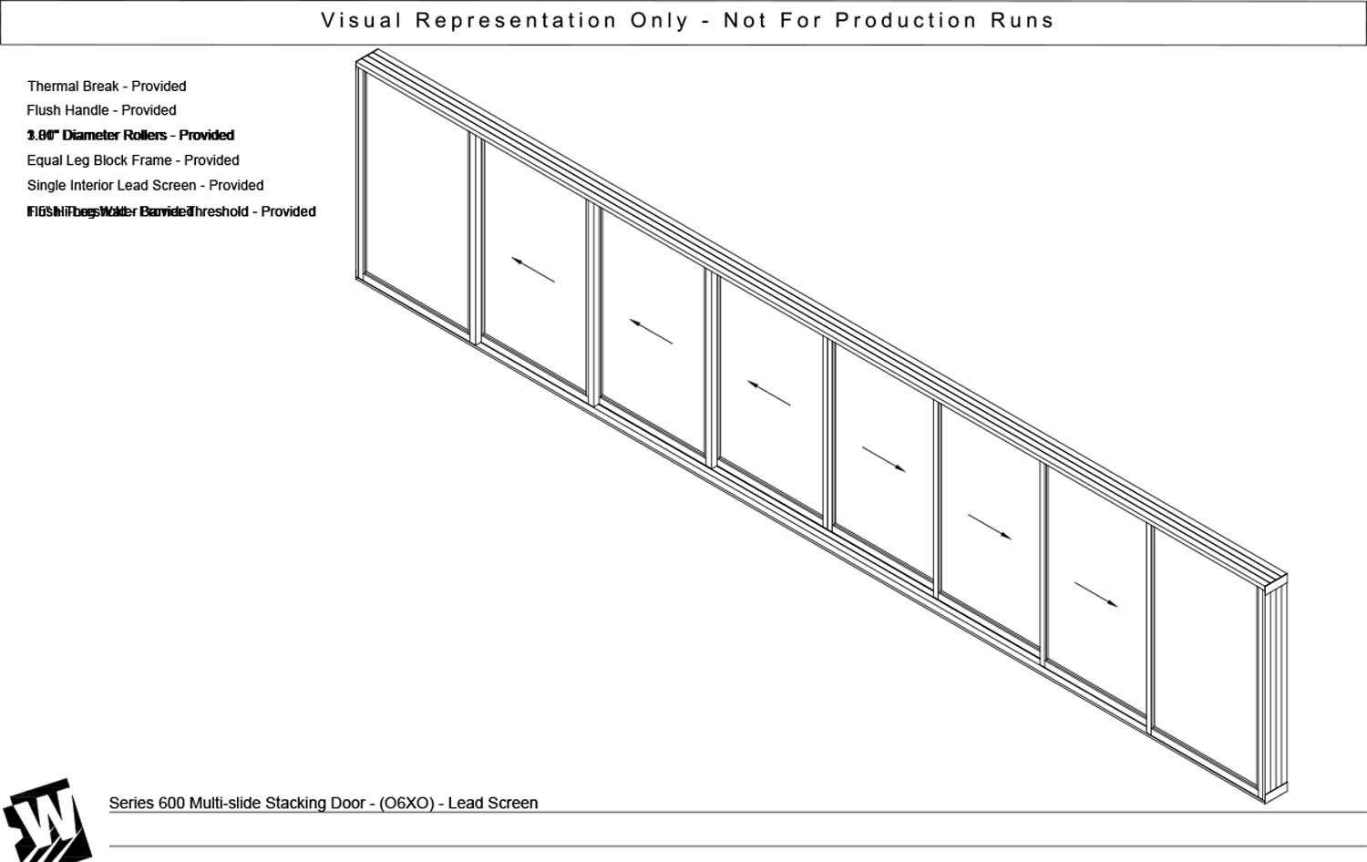 OXXXXXXO - 2 Fixed Panels Bi Parting with 6 Vent Panels - Flush & Water Barrier Threshold