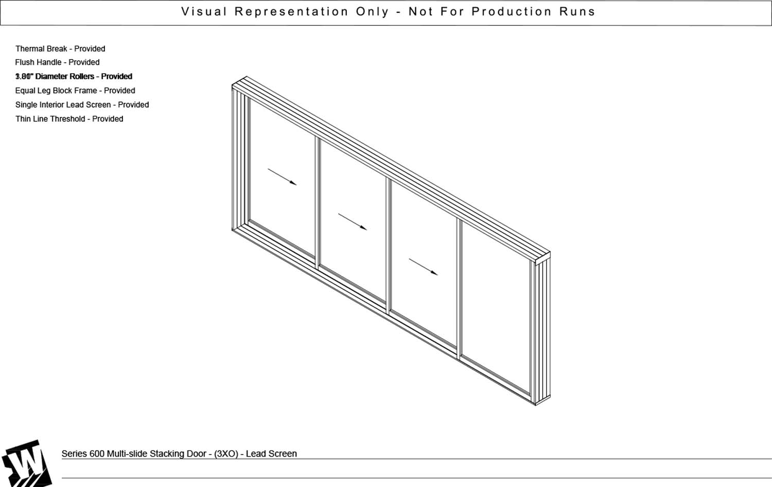 XXXO - 3 Vent Panels Stacking with 1 Fixed Panel - Thinline Threshold
