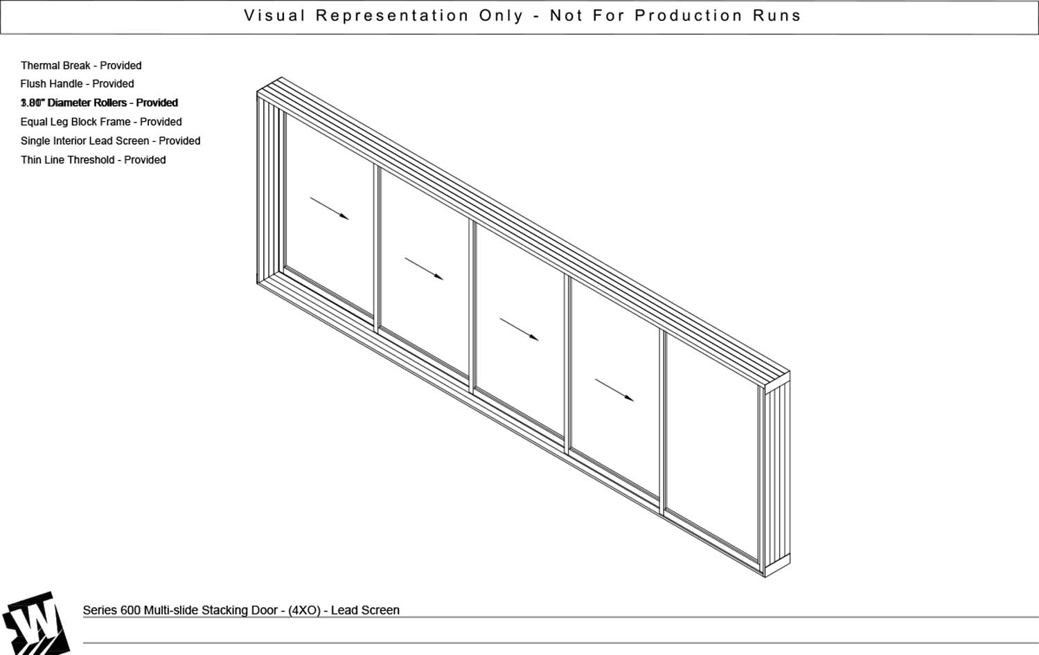 XXXXO - 4 Vent Panels Stacking with 1 Fixed Panel - Thinline Threshold