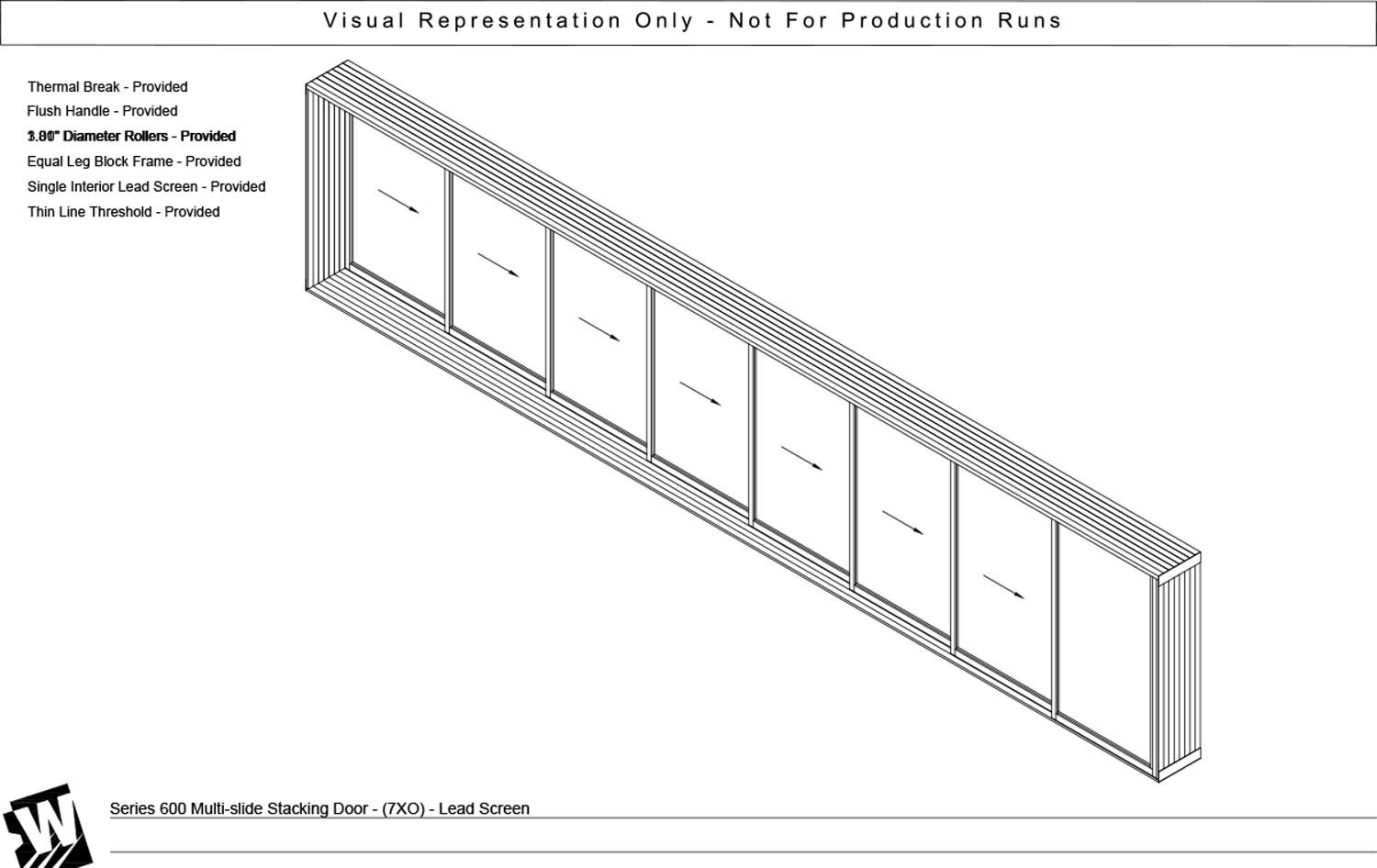 XXXXXXXO - 7 Vent Panels Stacking with 1 Fixed Panel - Thinline Threshold