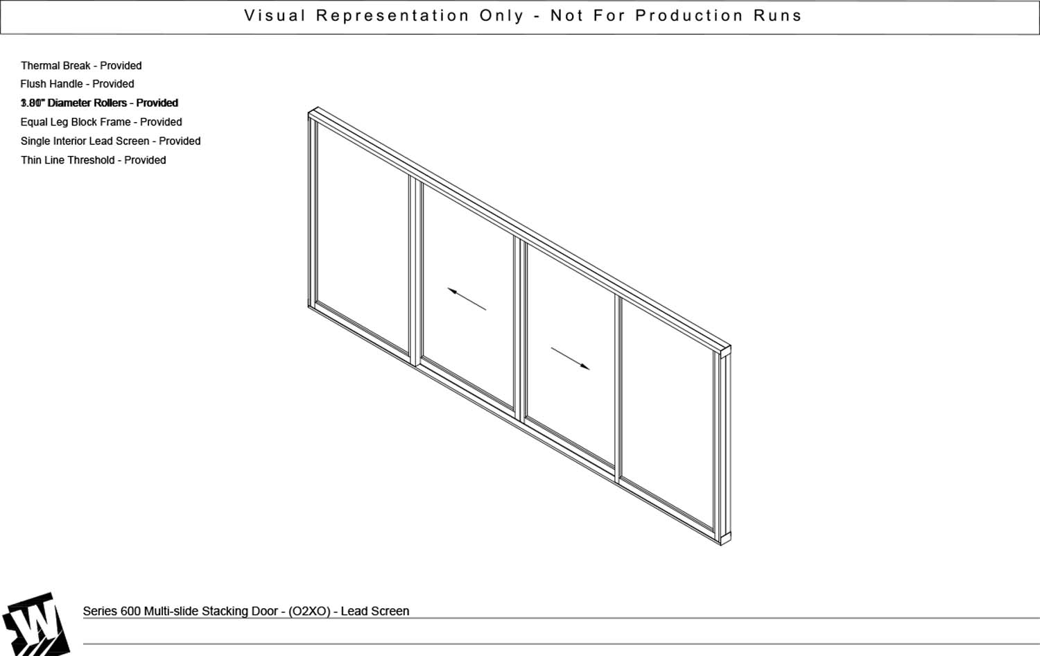 OXXO - 2 Fixed Panels Bi Parting with 2 Vent Panels - Thinline Threshold