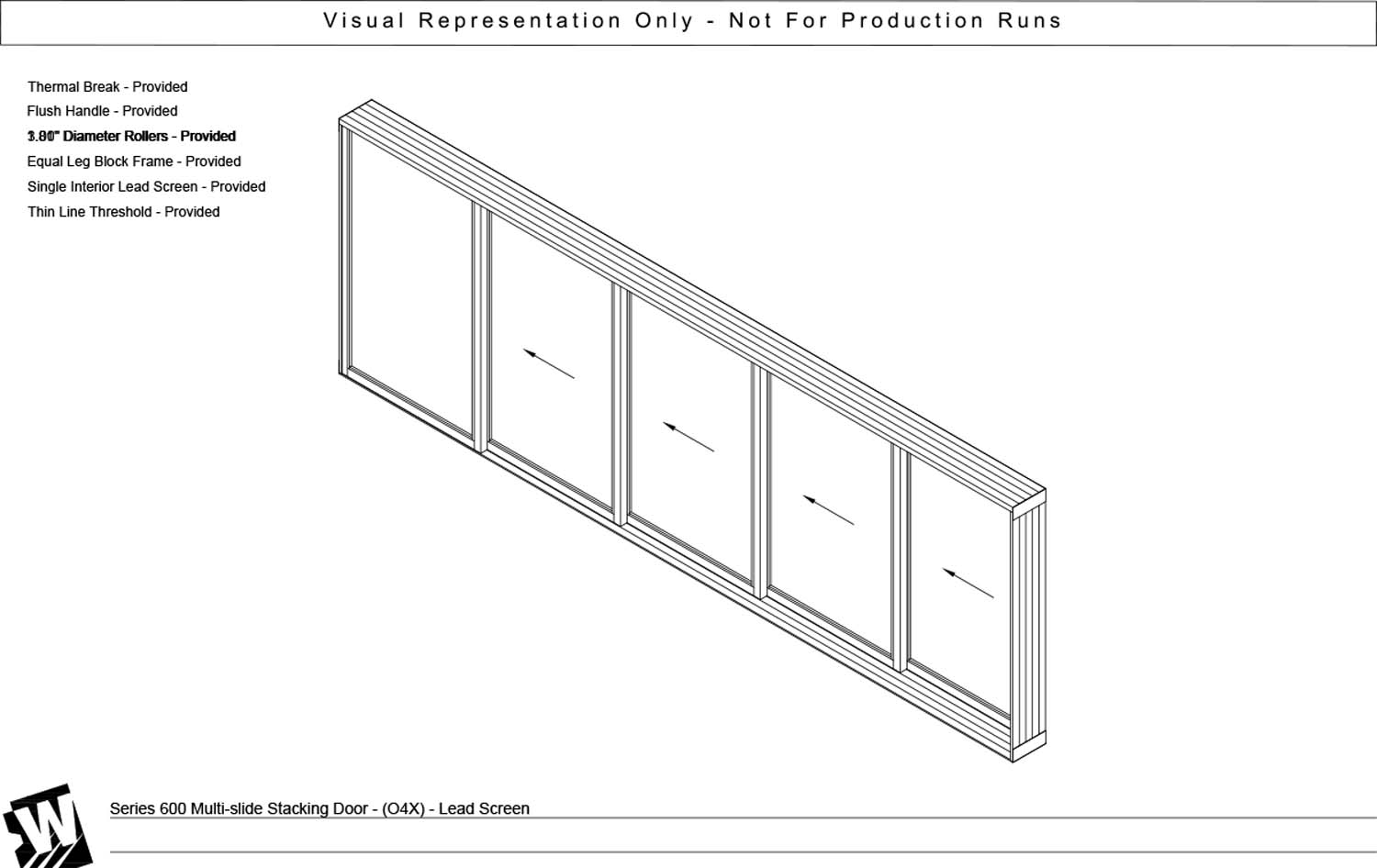 OXXXX - 1 Fixed Panel Stacking with 4 Vent Panel - Thinline Threshold