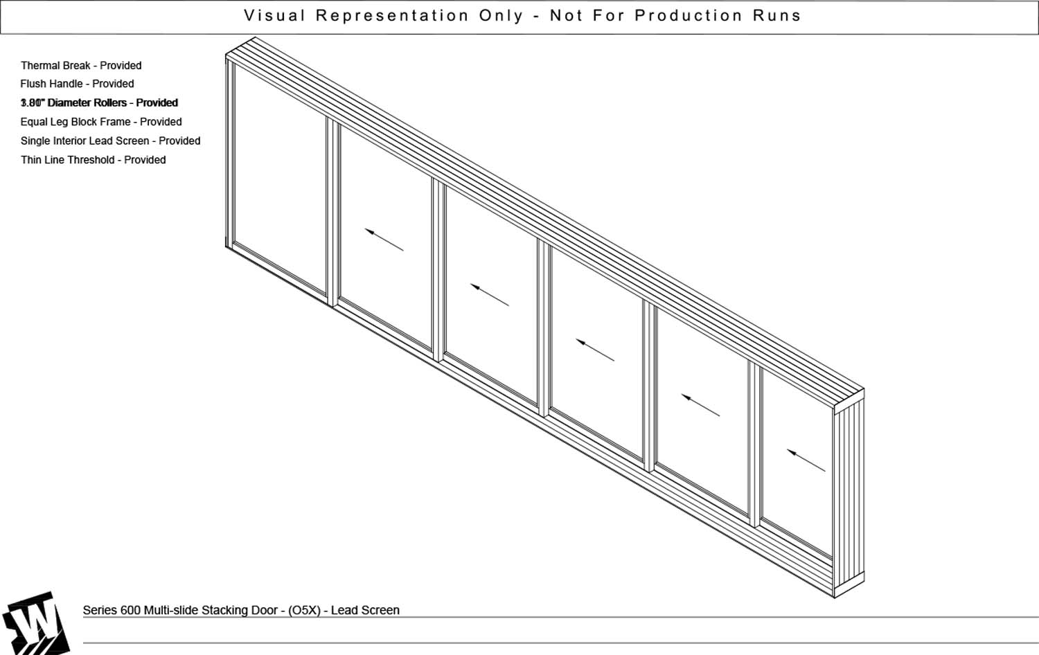 OXXXXX - 1 Fixed Panel Stacking with 5 Vent Panel - Thinline Threshold