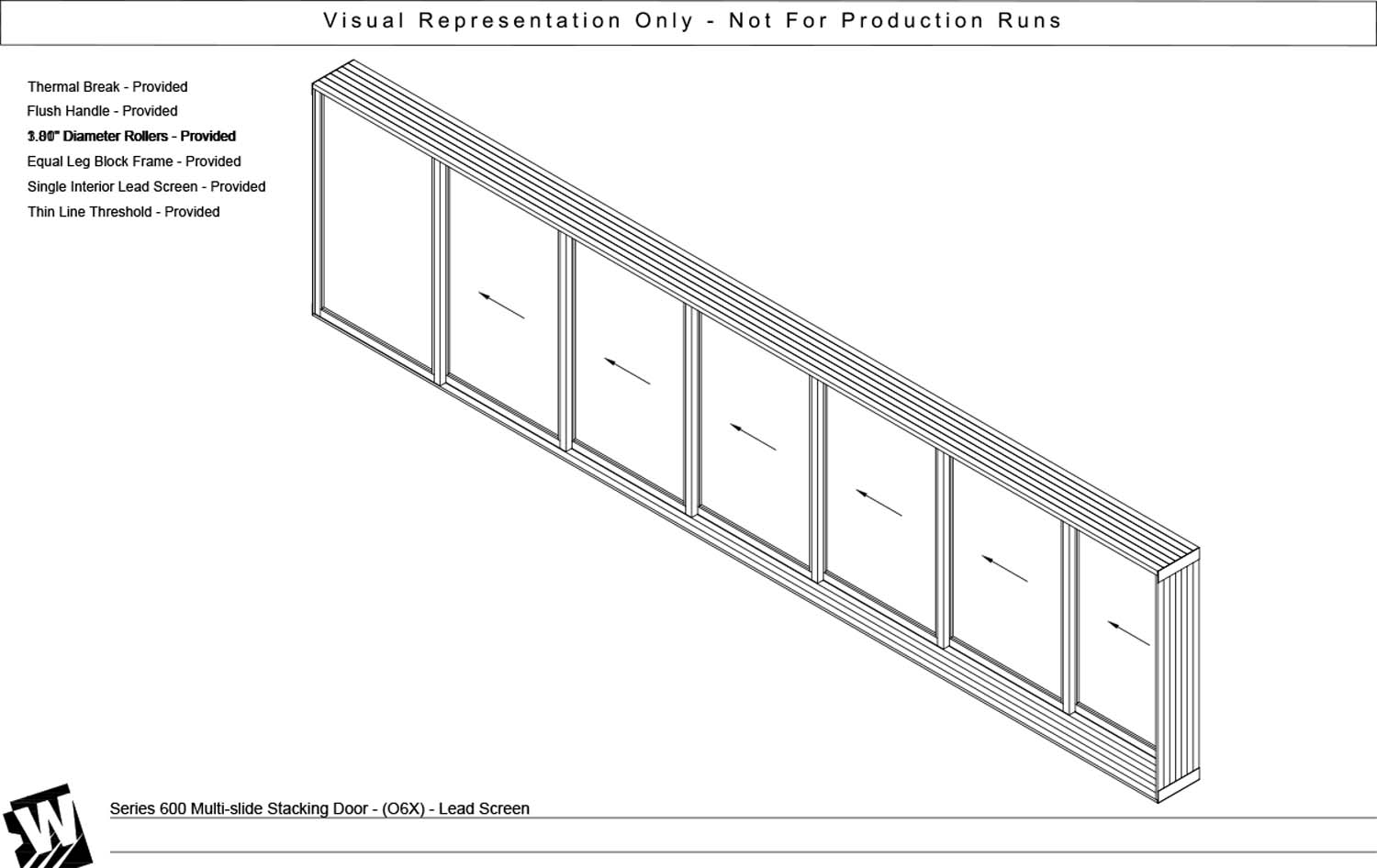 OXXXXXX - 1 Fixed Panel Stacking with 6 Vent Panel - Thinline Threshold