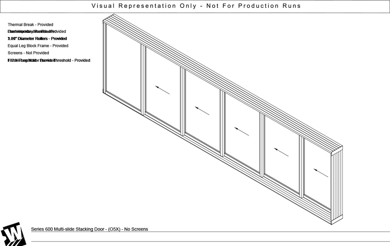 OXXXXX - 1 Fixed Panel Stacking with 5 Vent Panel - Flush & Water Barrier Threshold