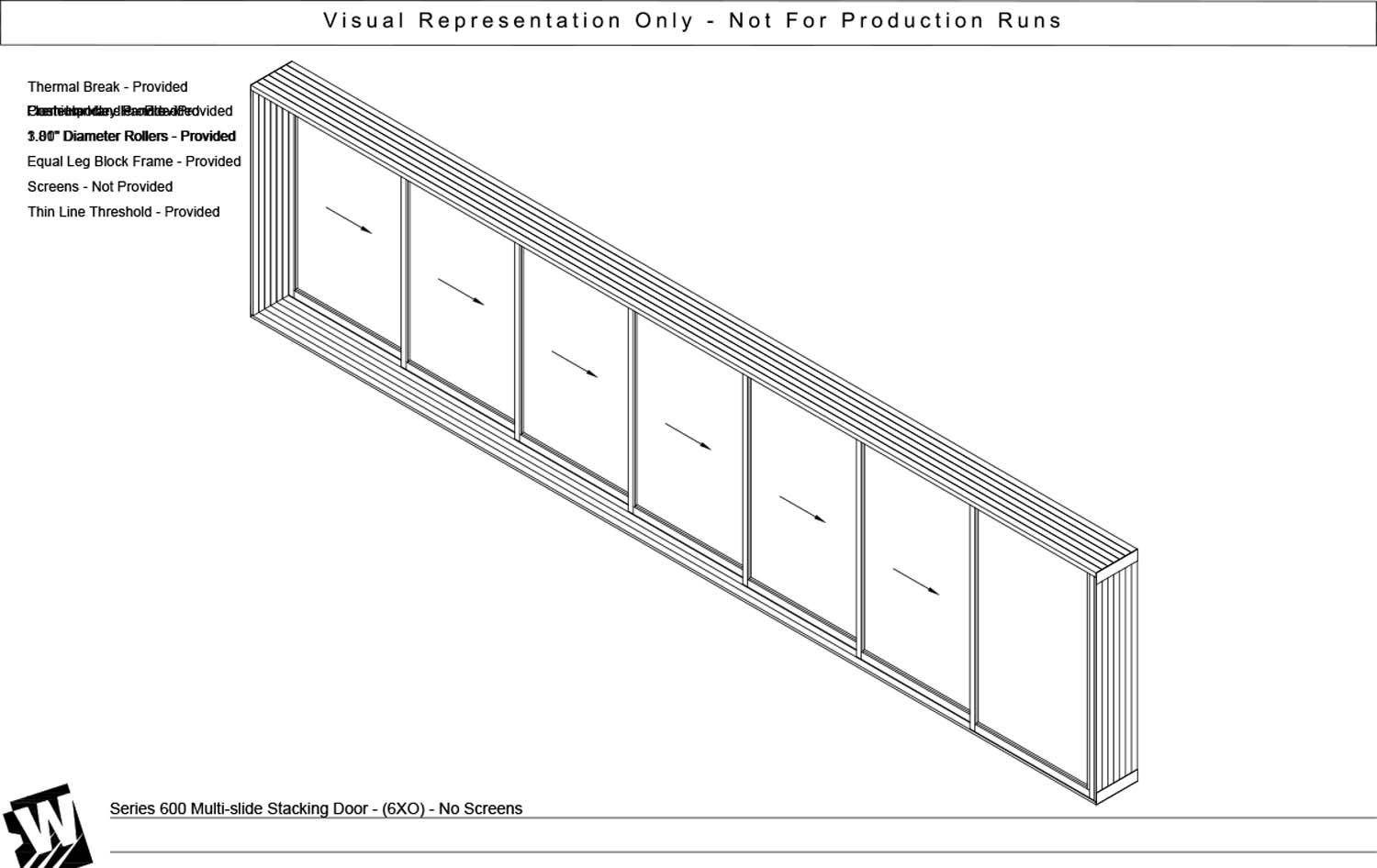XXXXXXO - 6 Vent Panels Stacking with 1 Fixed Panel - Thinline Threshold