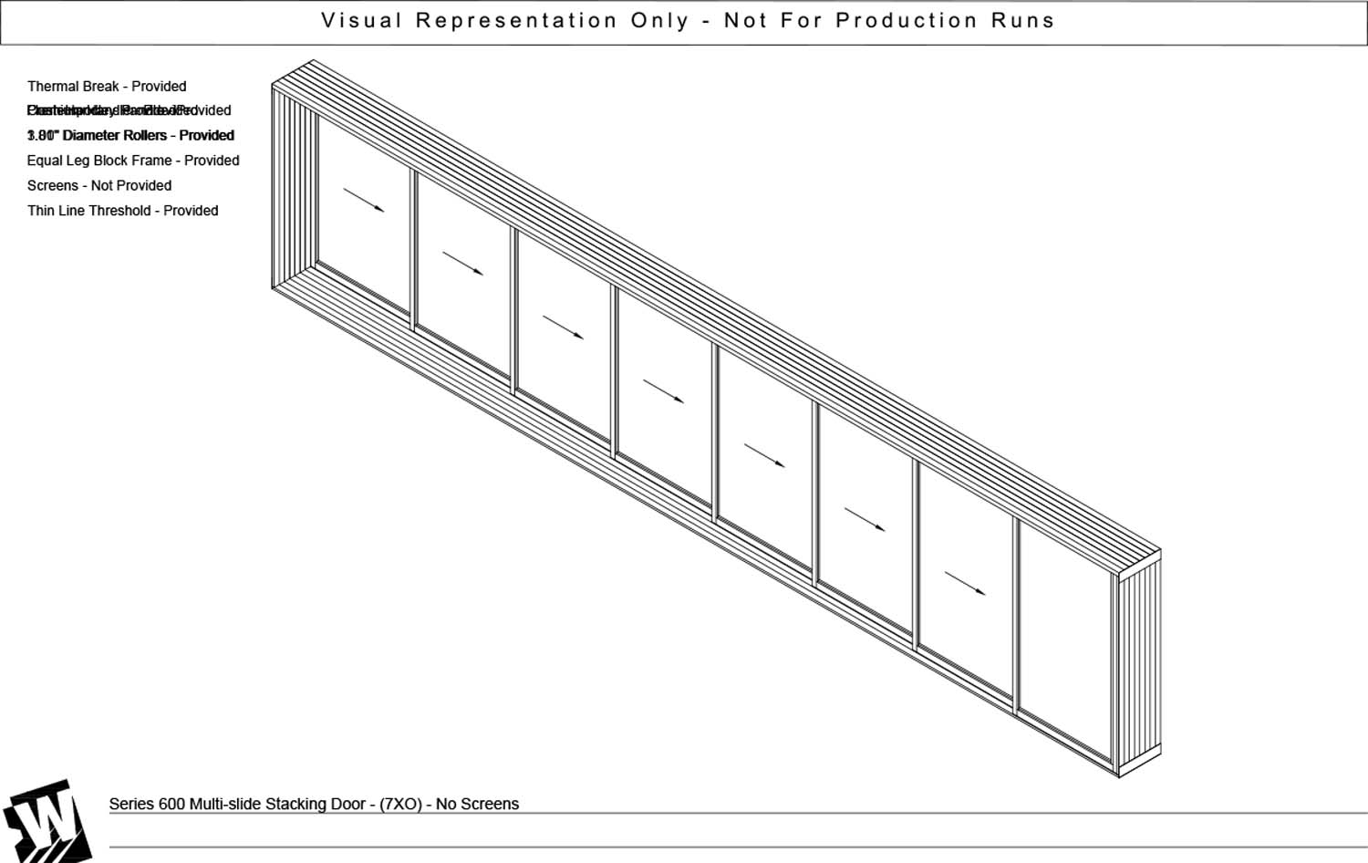 XXXXXXXO - 7 Vent Panels Stacking with 1 Fixed Panel - Thinline Threshold