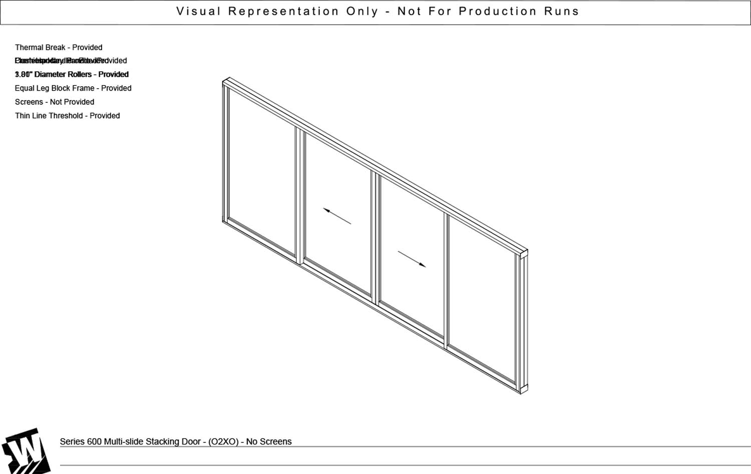 OXXO - 2 Fixed Panels Bi Parting with 2 Vent Panels - Thinline Threshold