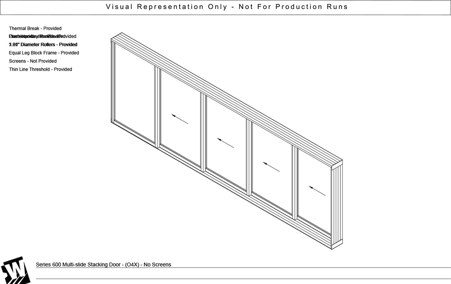 OXXXX - 1 Fixed Panel Stacking with 4 Vent Panel - Thinline Threshold