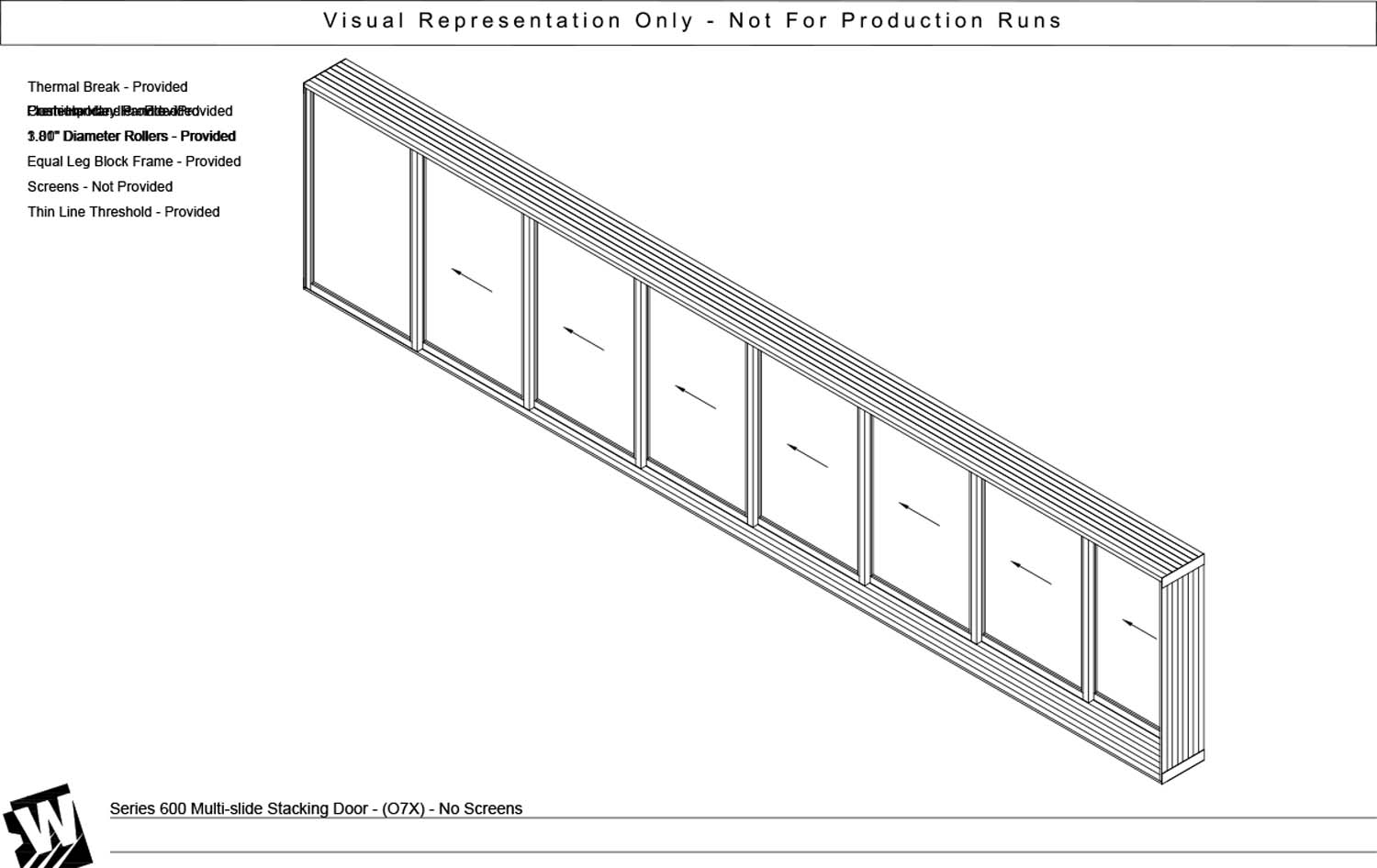 OXXXXXXX - 1 Fixed Panel Stacking with 7 Vent Panel - Thinline Threshold