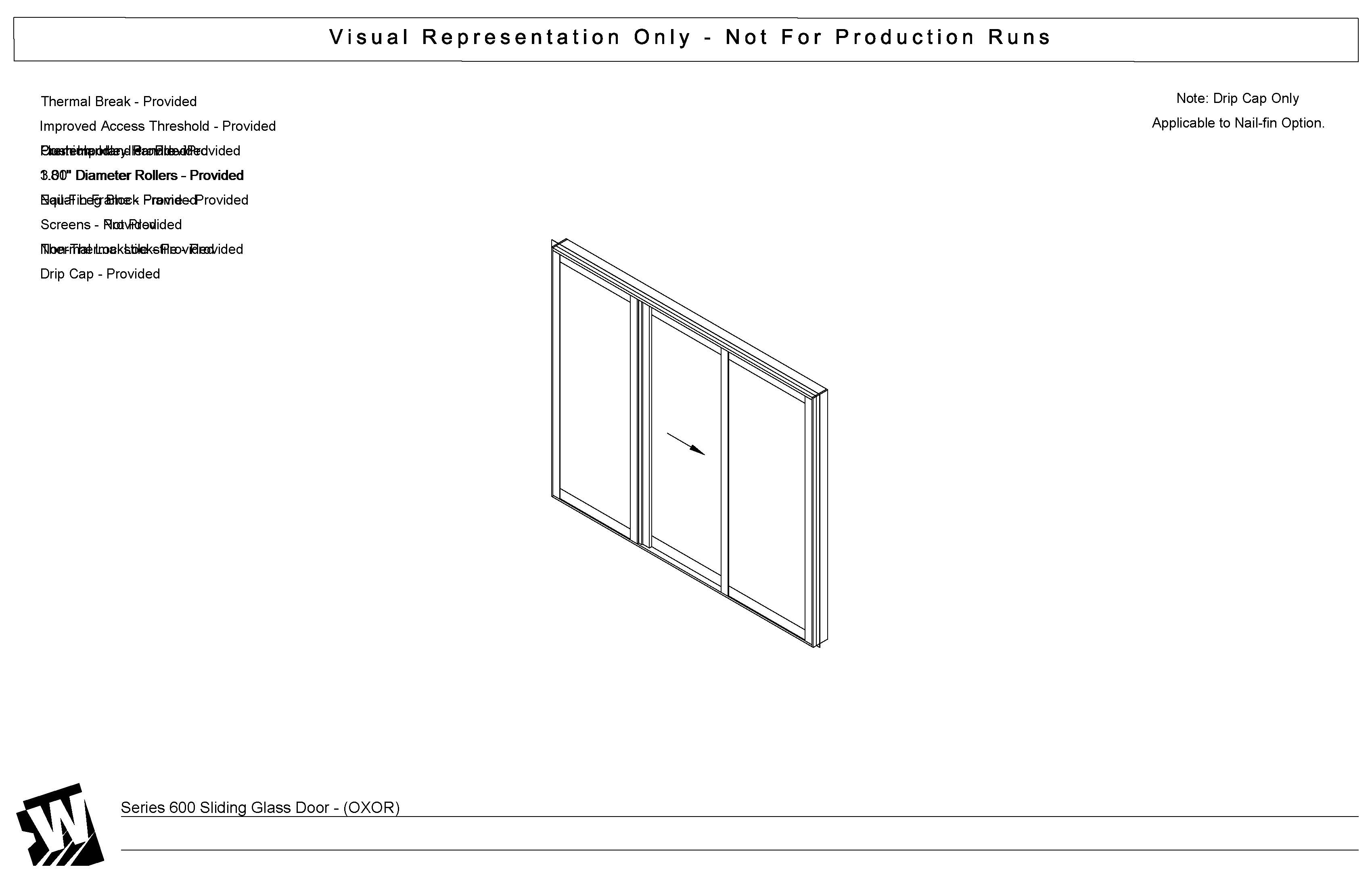 OXOR - 2 Fixed Panel 1 Vent Panel Sliding Right - Improved Access Threshold