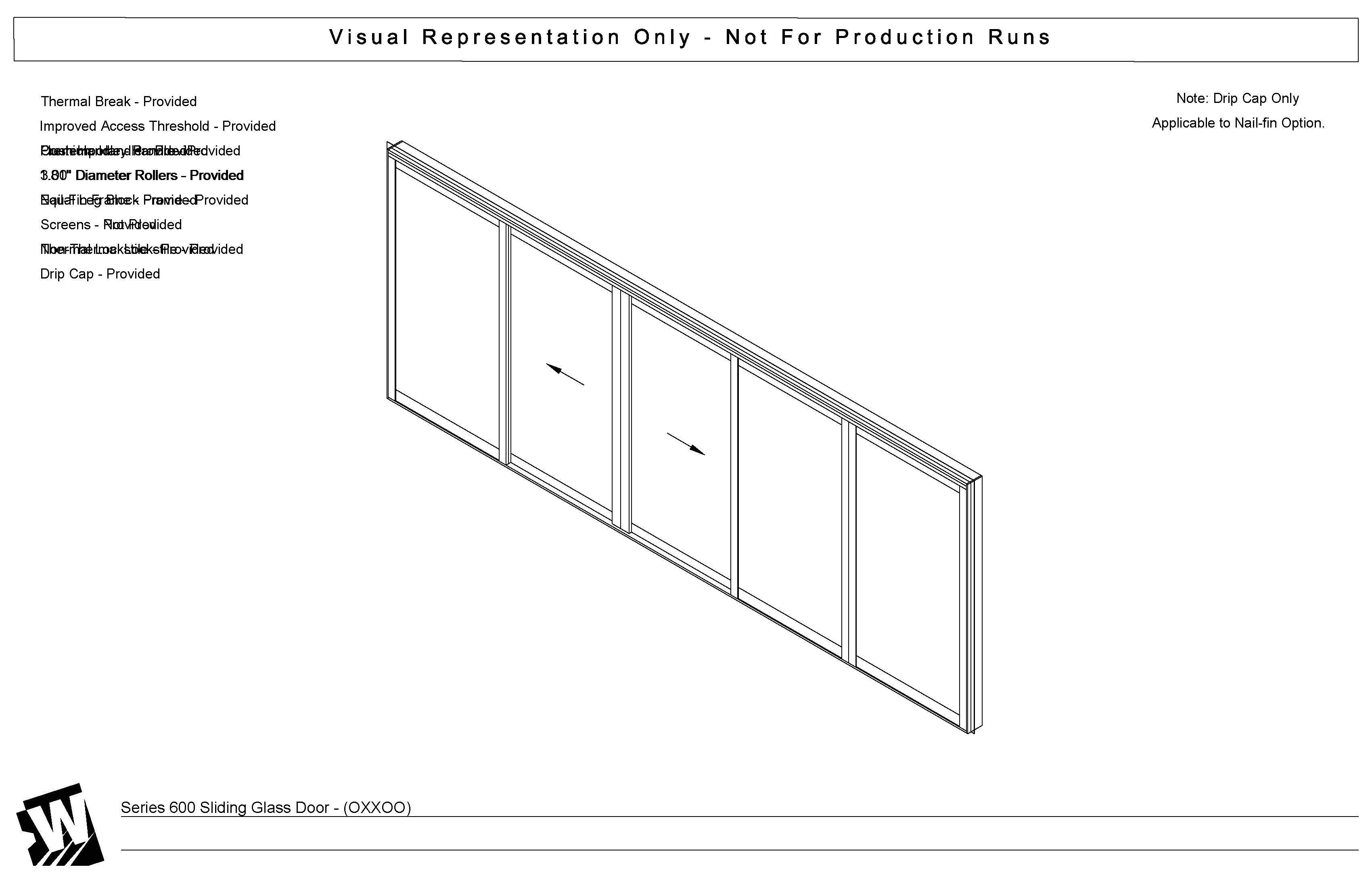 OXXOO - 3 Fixed Panels 2 BiParting Panels - Improved Access Threshold