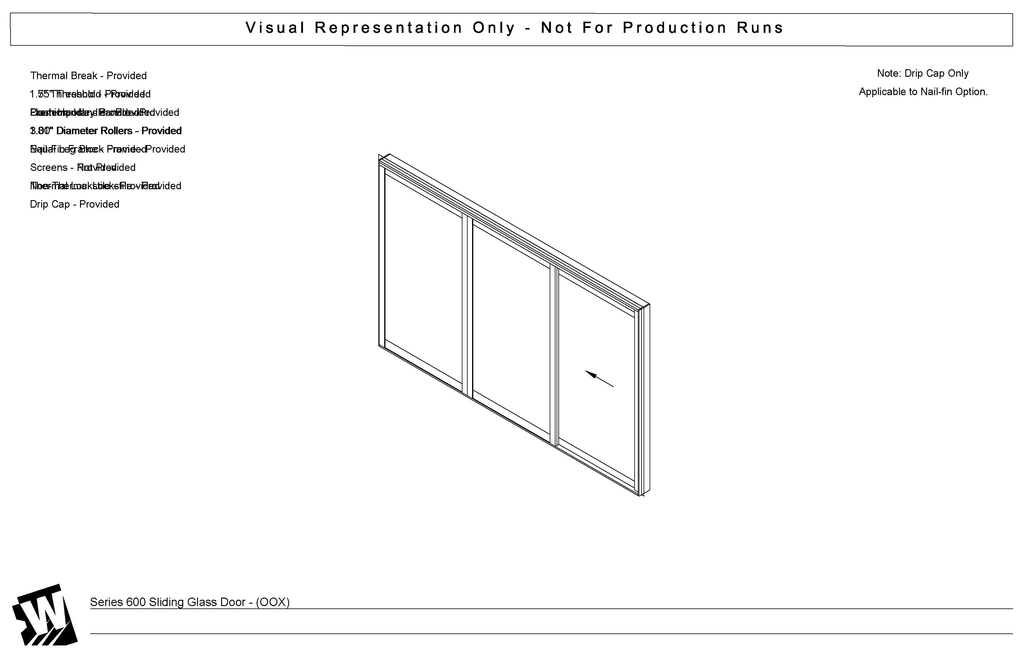 OOX - 2 Fixed Panels 1 Vent Panel Sliding Left