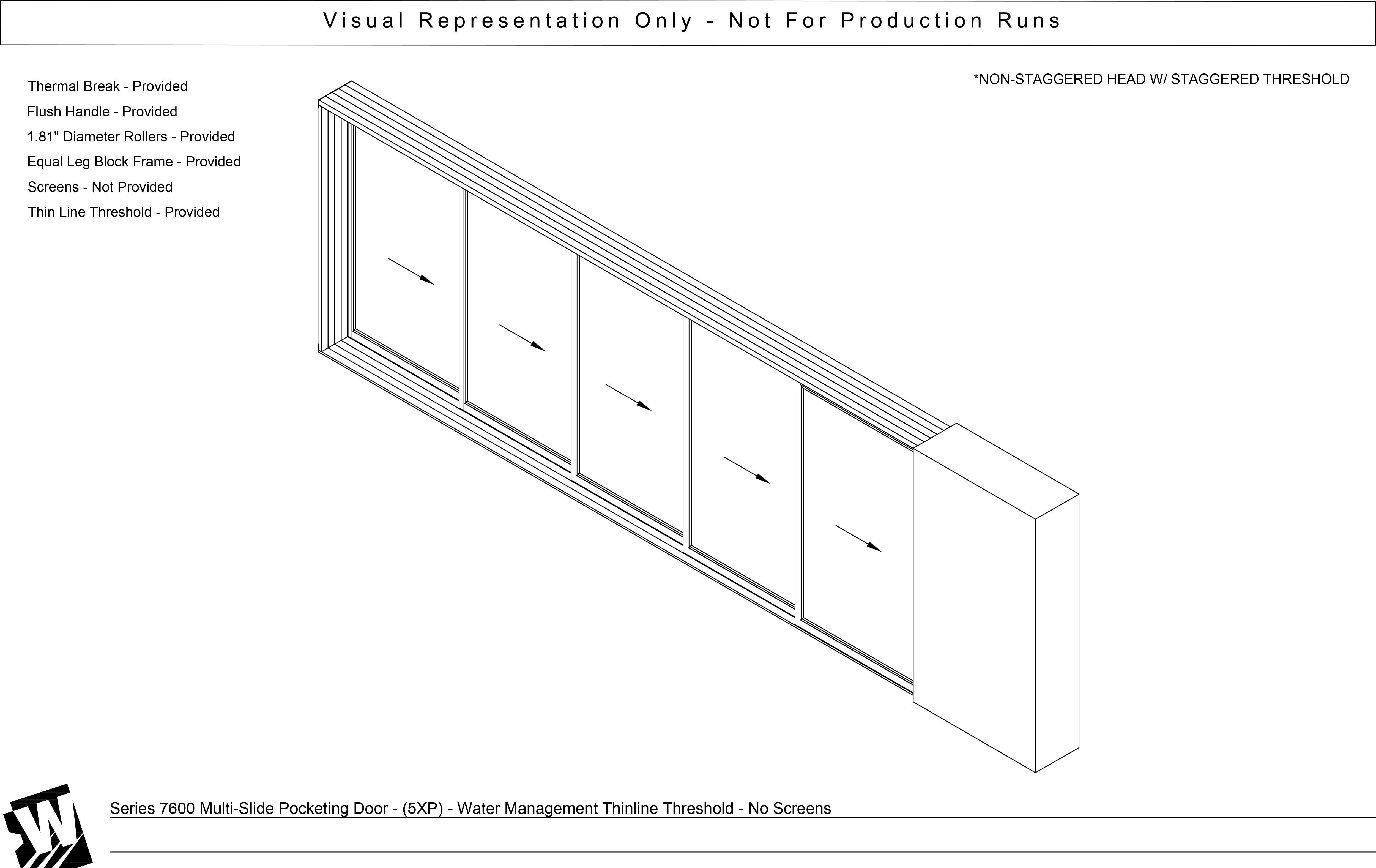 XXXXXP - 5 Vent Panels with Pocket  - Water Management Sill - Pocket Doors