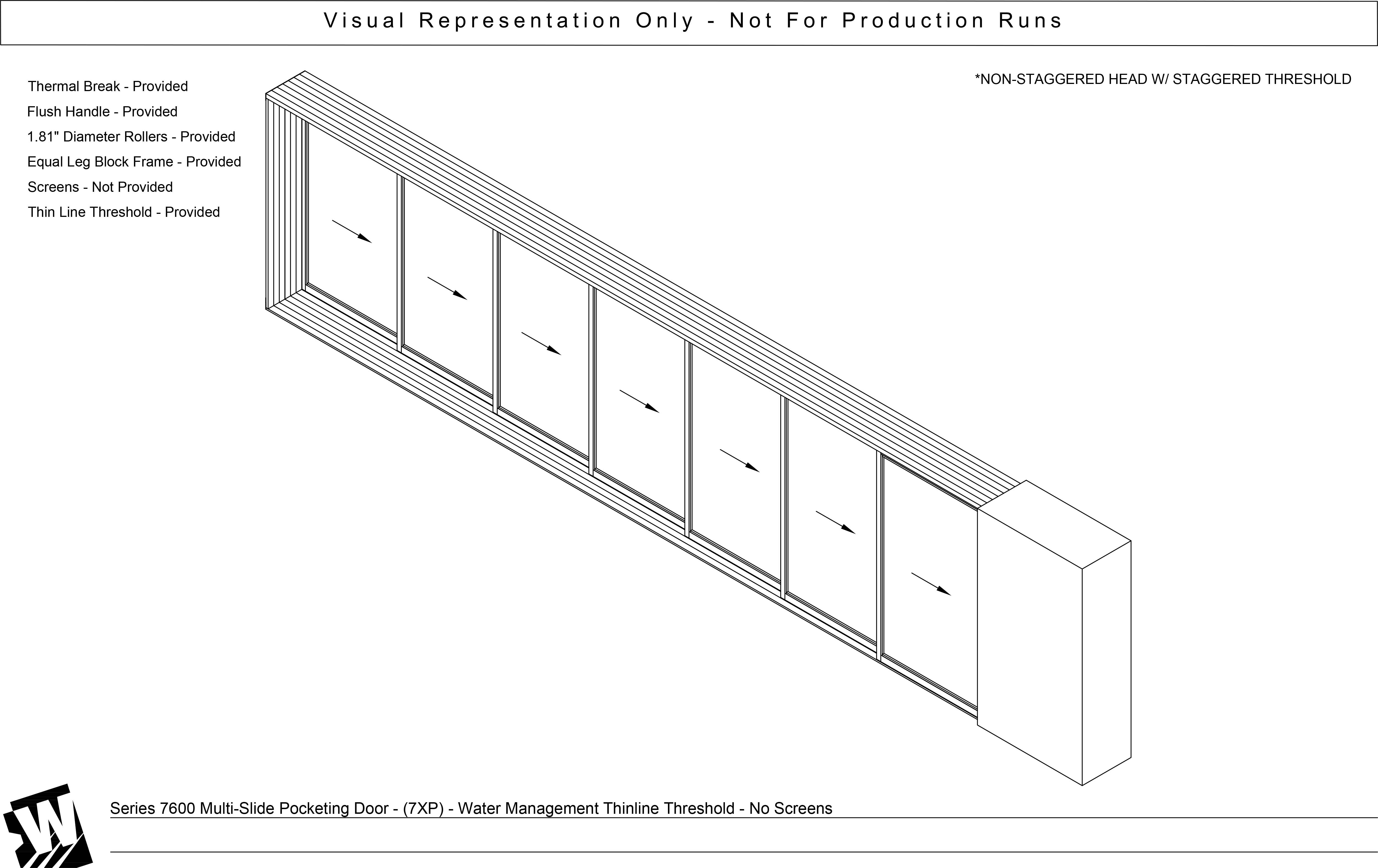 XXXXXXXP - 7 Vent Panels with Pocket  - Water Management Sill - Pocket Doors