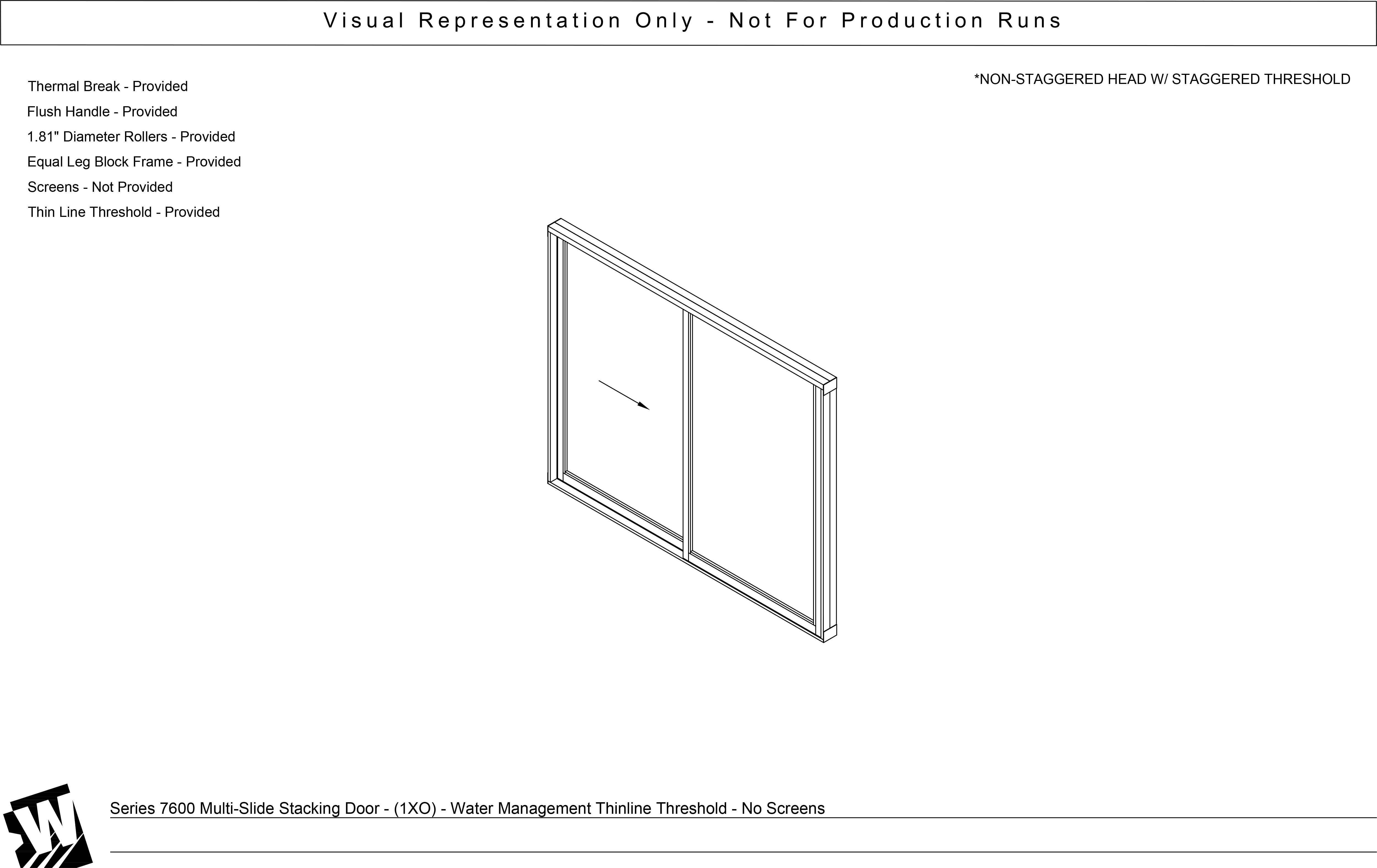 XO - 1 Vent Panel Stacking with 1 Fixed Panel - Water Management Sill - Stacking Doors