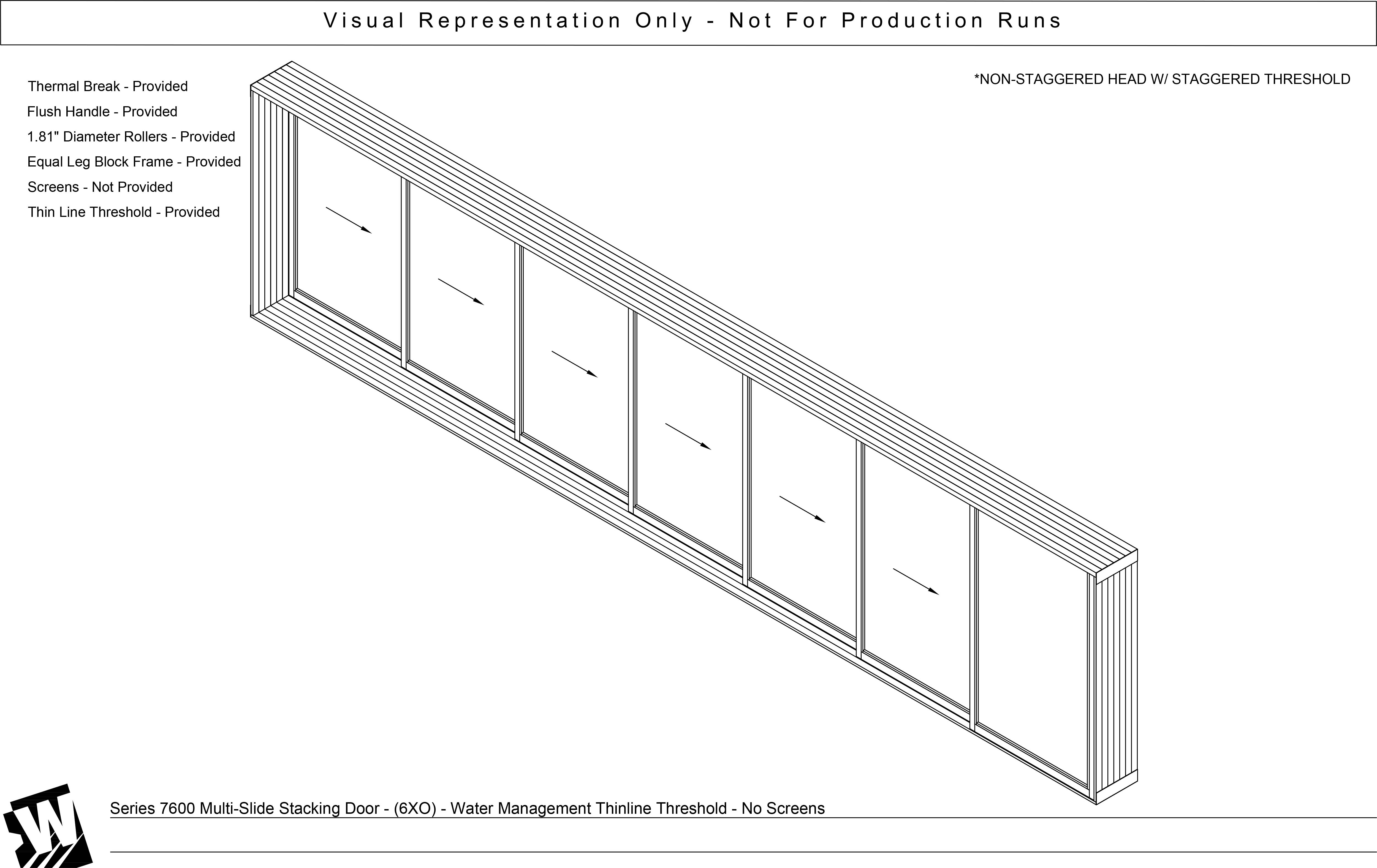 XXXXXXO - 6 Vent Panels Stacking with 1 Fixed Panel - Water Management Sill - Stacking Doors