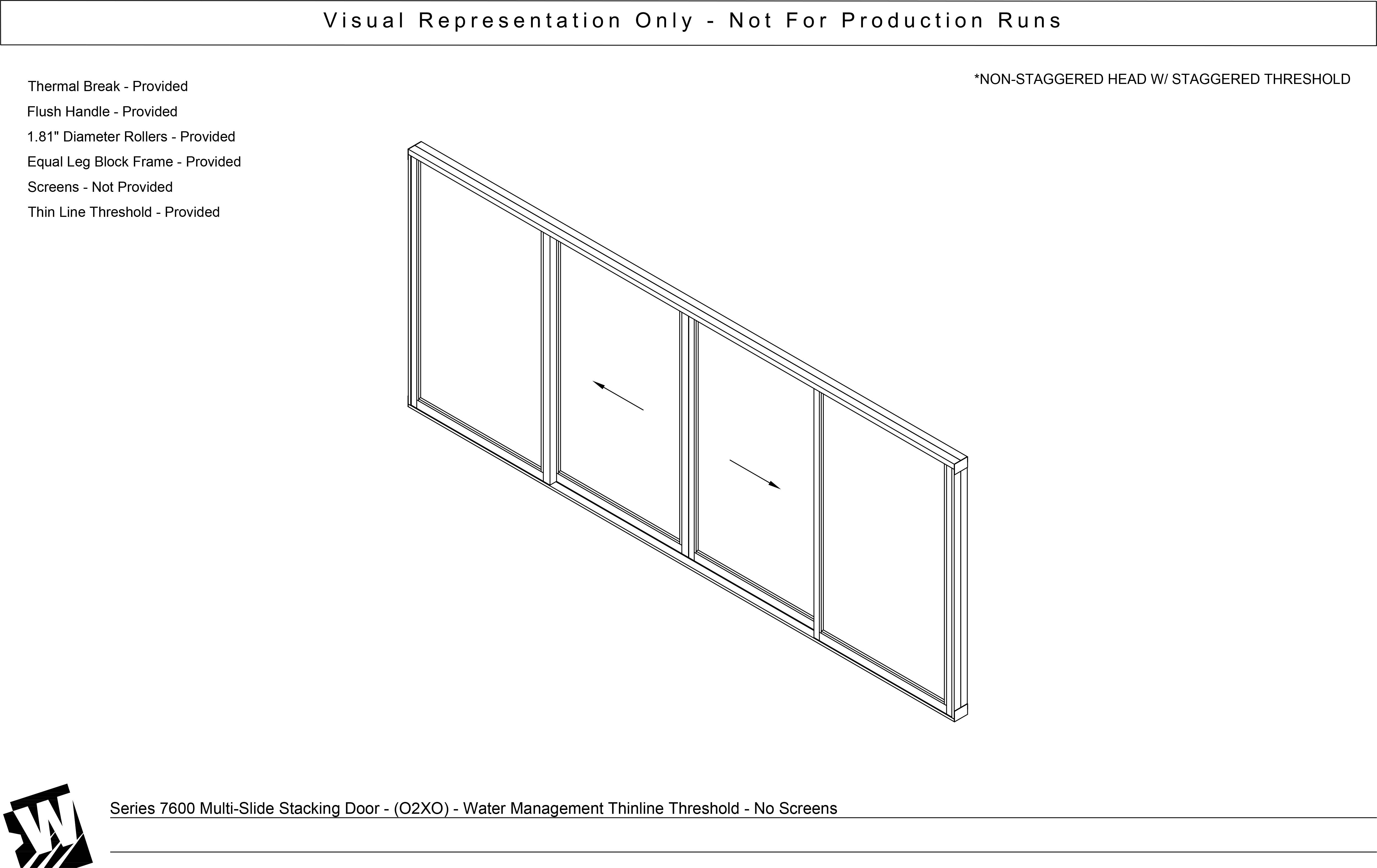 OXXO - 2 Fixed Panels Bi Parting with 2 Vent Panels - Water Management Sill - Stacking Doors
