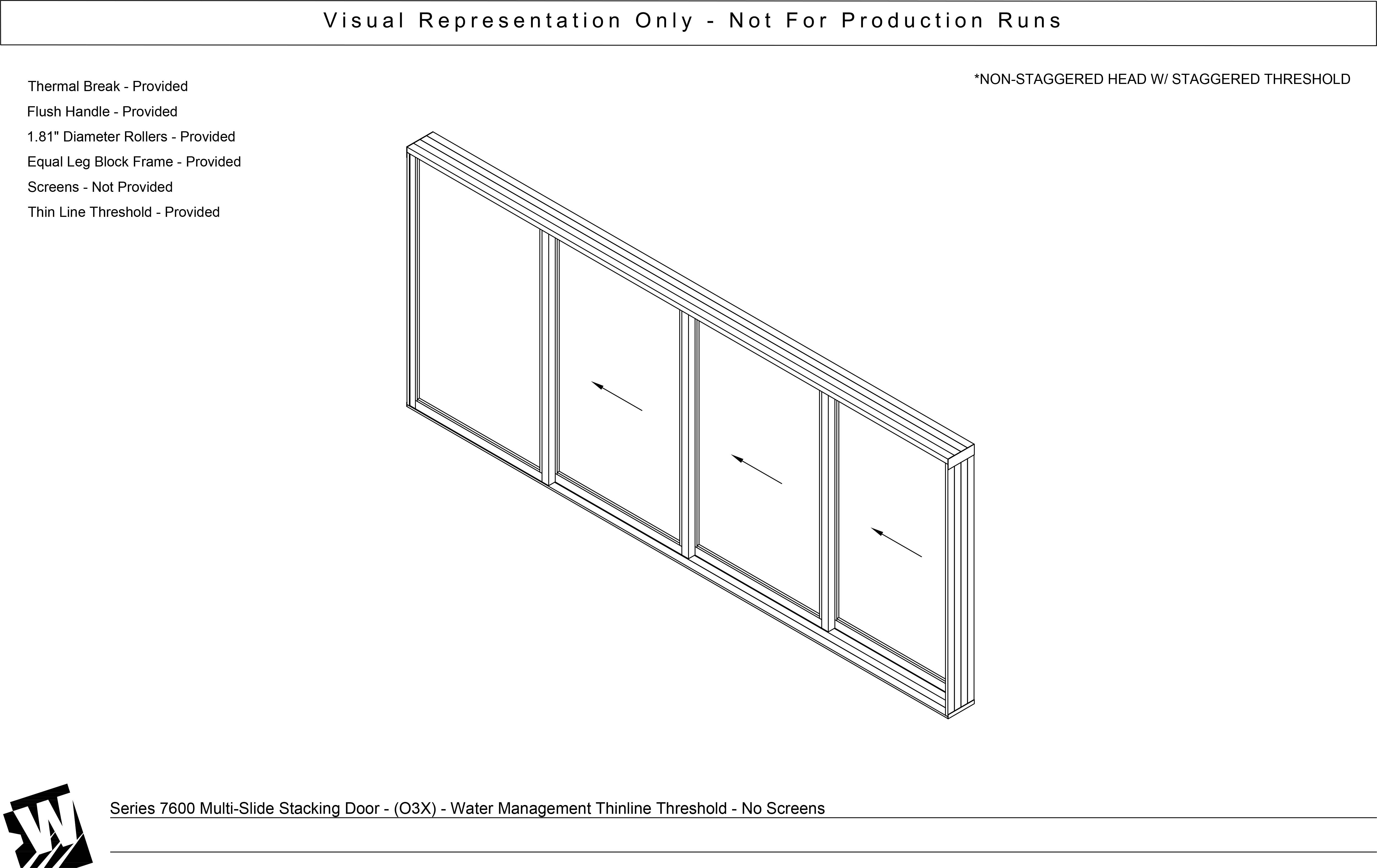 OXXX - 1 Fixed Panel Stacking with 3 Vent Panel - Water Management Sill - Stacking Doors