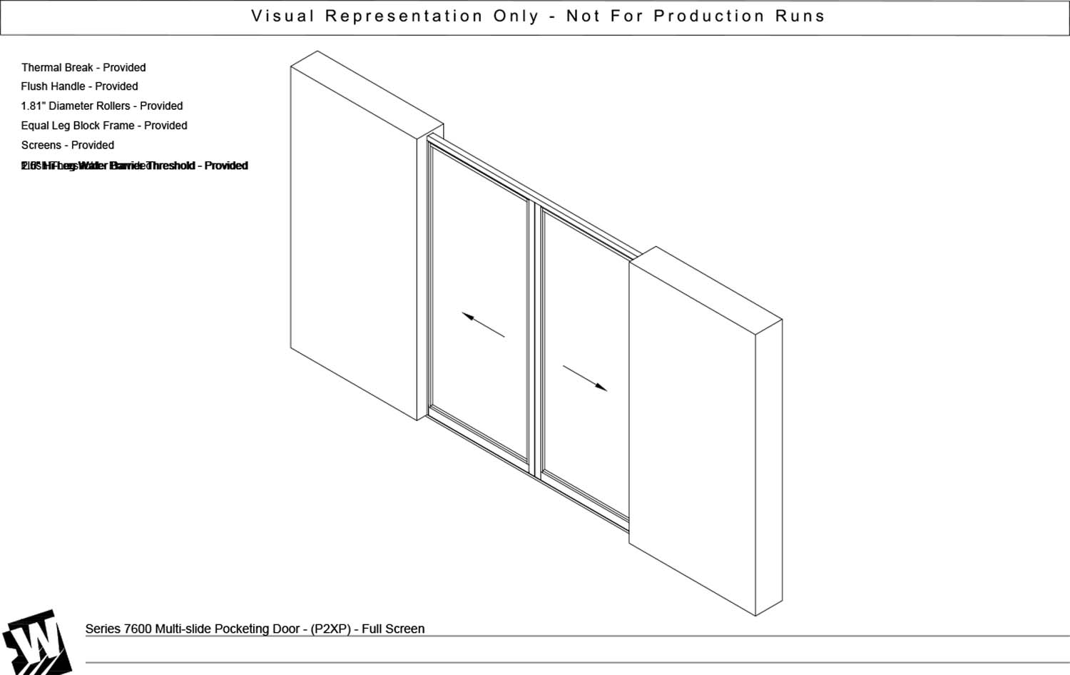 PXXP - 2 Panel BiPart Pocket Door - Flush & Water Barrier Threshold