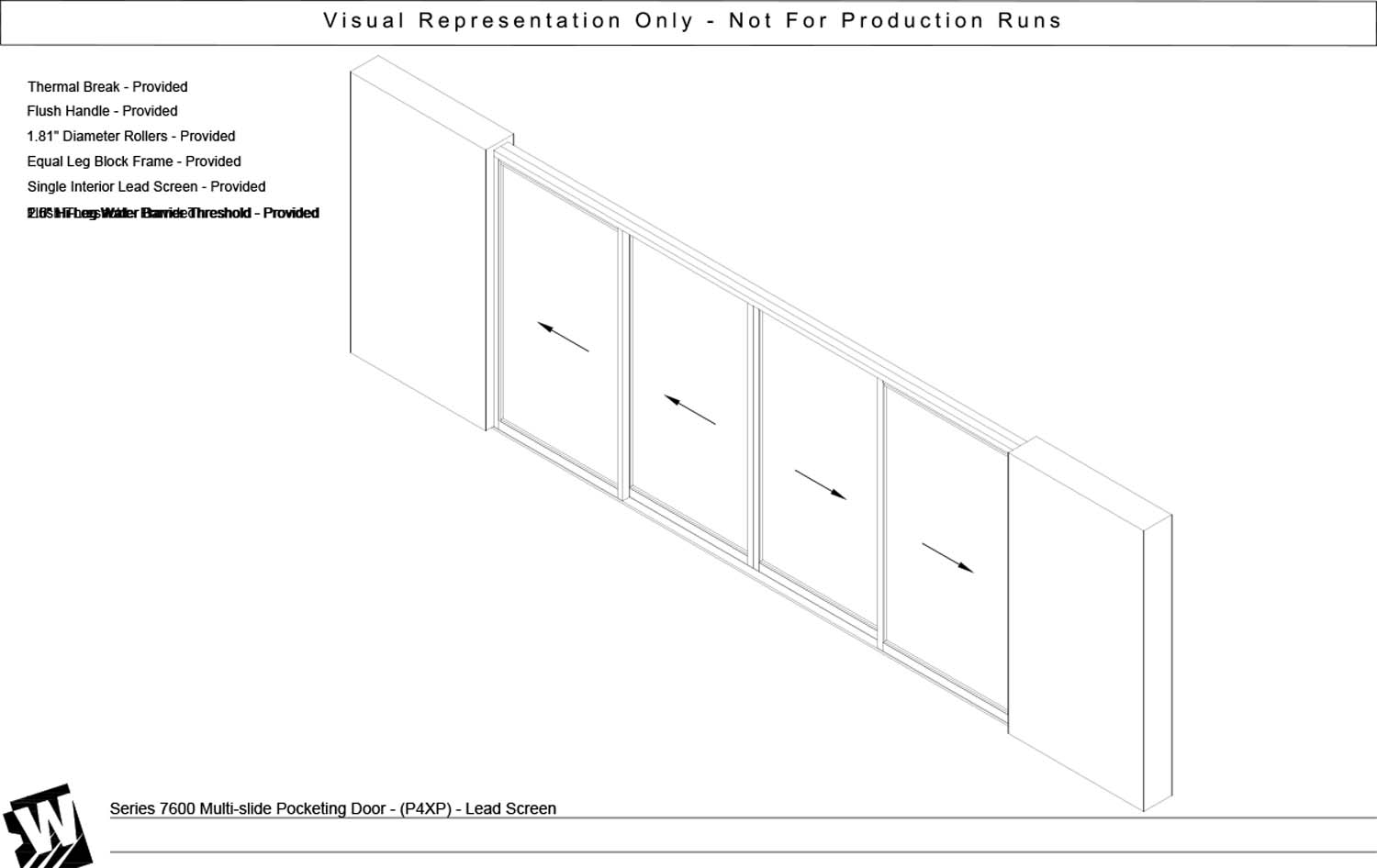 PXXXXP - 4 Panel BiPart Pocket Door - Flush & Water Barrier Threshold