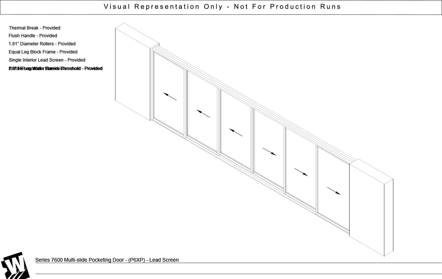 PXXXXXXP - 6 Panel BiPart Pocket Door - Flush & Water Barrier Threshold