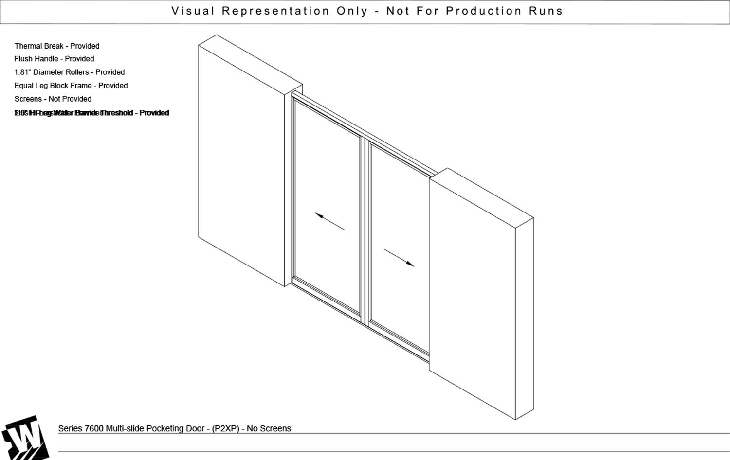 PXXP - 2 Panel BiPart Pocket Door - Flush & Water Barrier Threshold