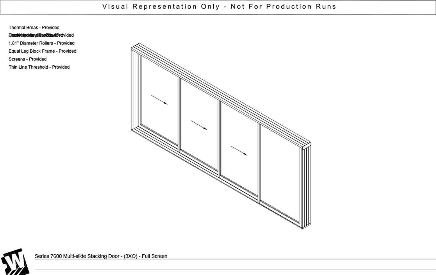 XXXO - 3 Vent Panels Stacking with 1 Fixed Panel - Thinline Threshold