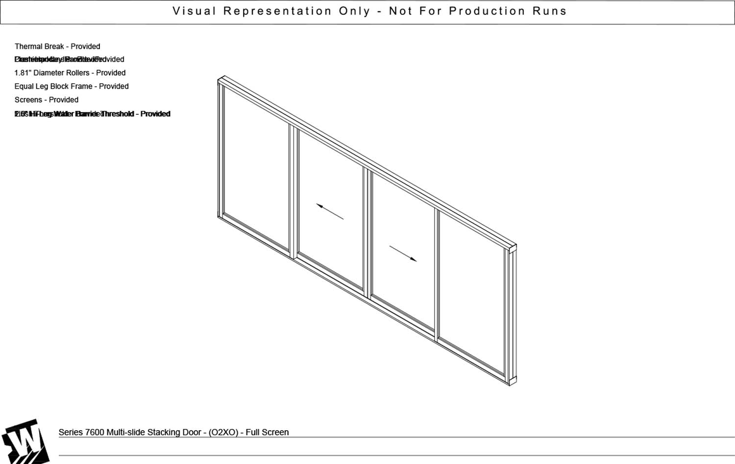 OXXO - 2 Fixed Panels Bi Parting with 2 Vent Panels - Flush & Water Barrier Threshold