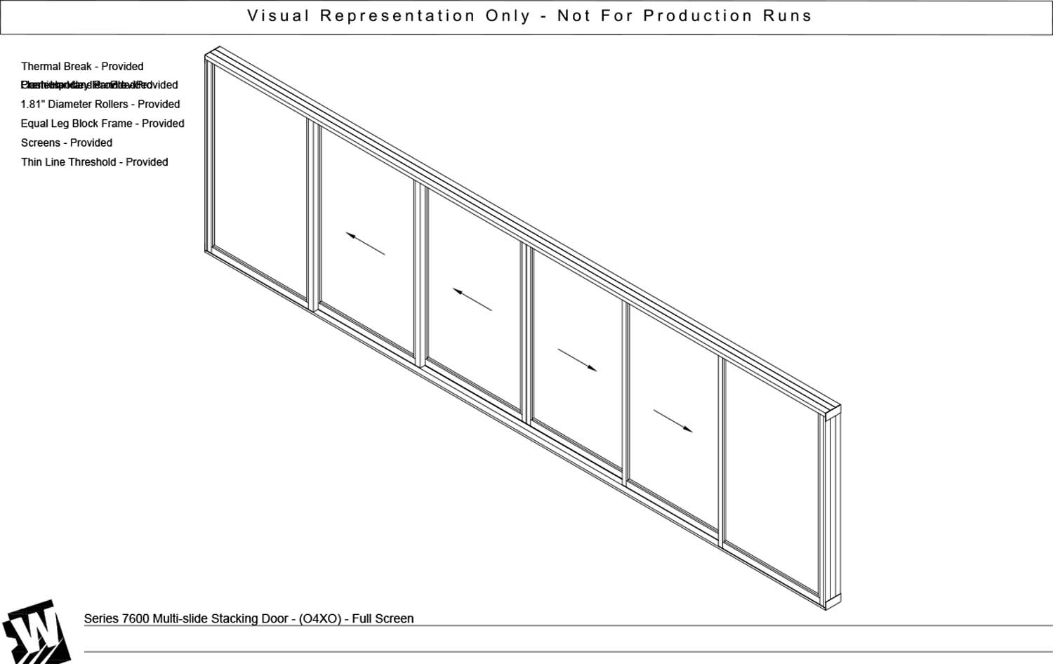 OXXXXO - 2 Fixed Panels Bi Parting with 4 Vent Panels - Thinline Threshold